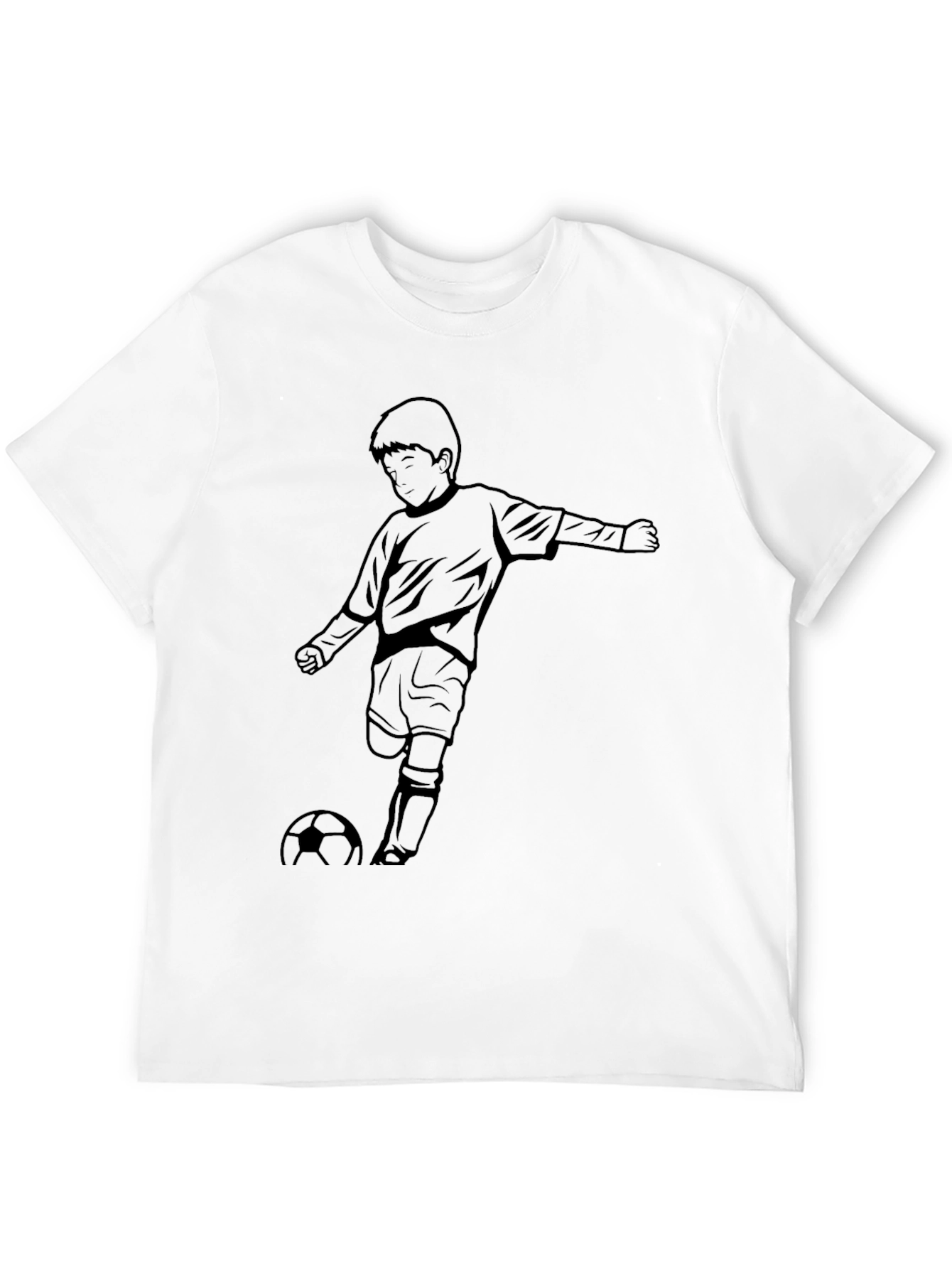 Boy Soccer Graphic Tee - Black Cotton T-Shirt