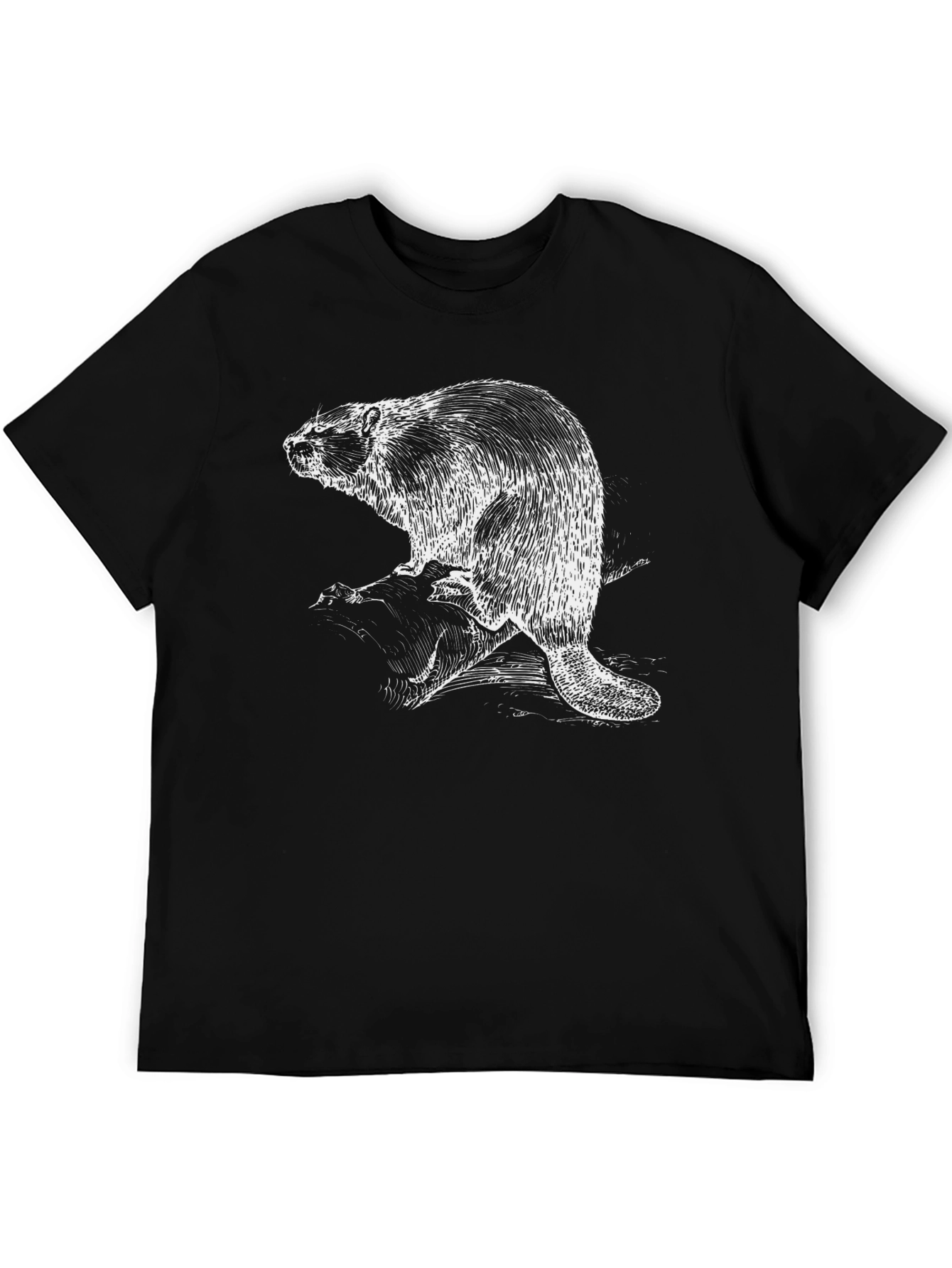 Beaver Graphic T-Shirt - Black Cotton Tee
