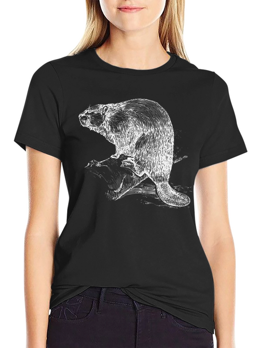 Beaver Graphic T-Shirt - Black Cotton Tee