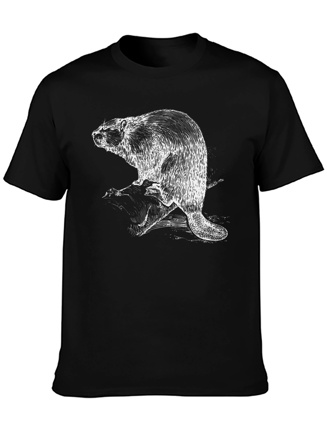 Beaver Graphic T-Shirt - Black Cotton Tee