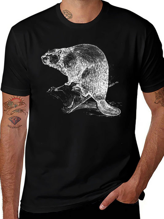 Beaver Graphic T-Shirt - Black Cotton Tee