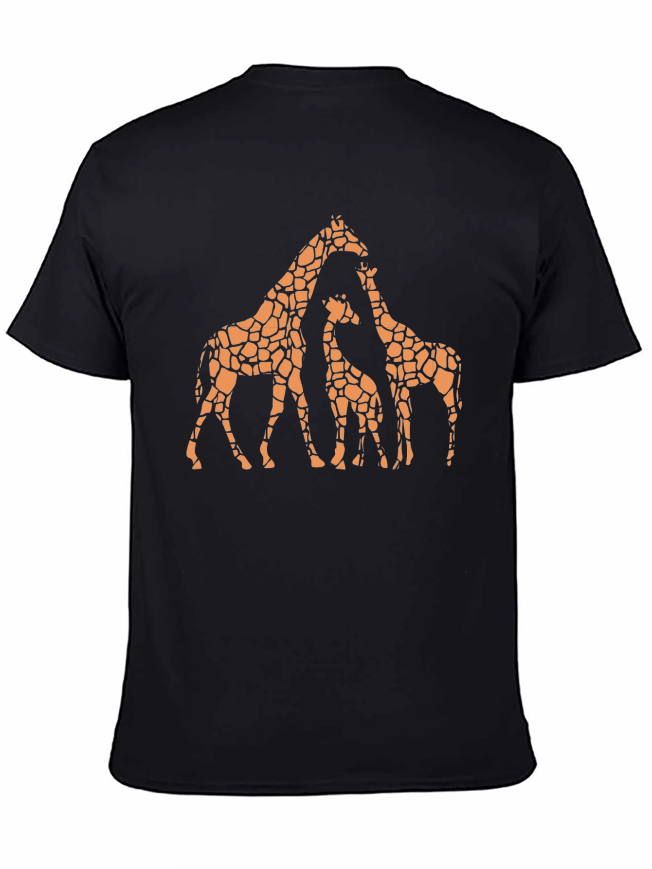 Giraffe Family Graphic Tee - Black Cotton