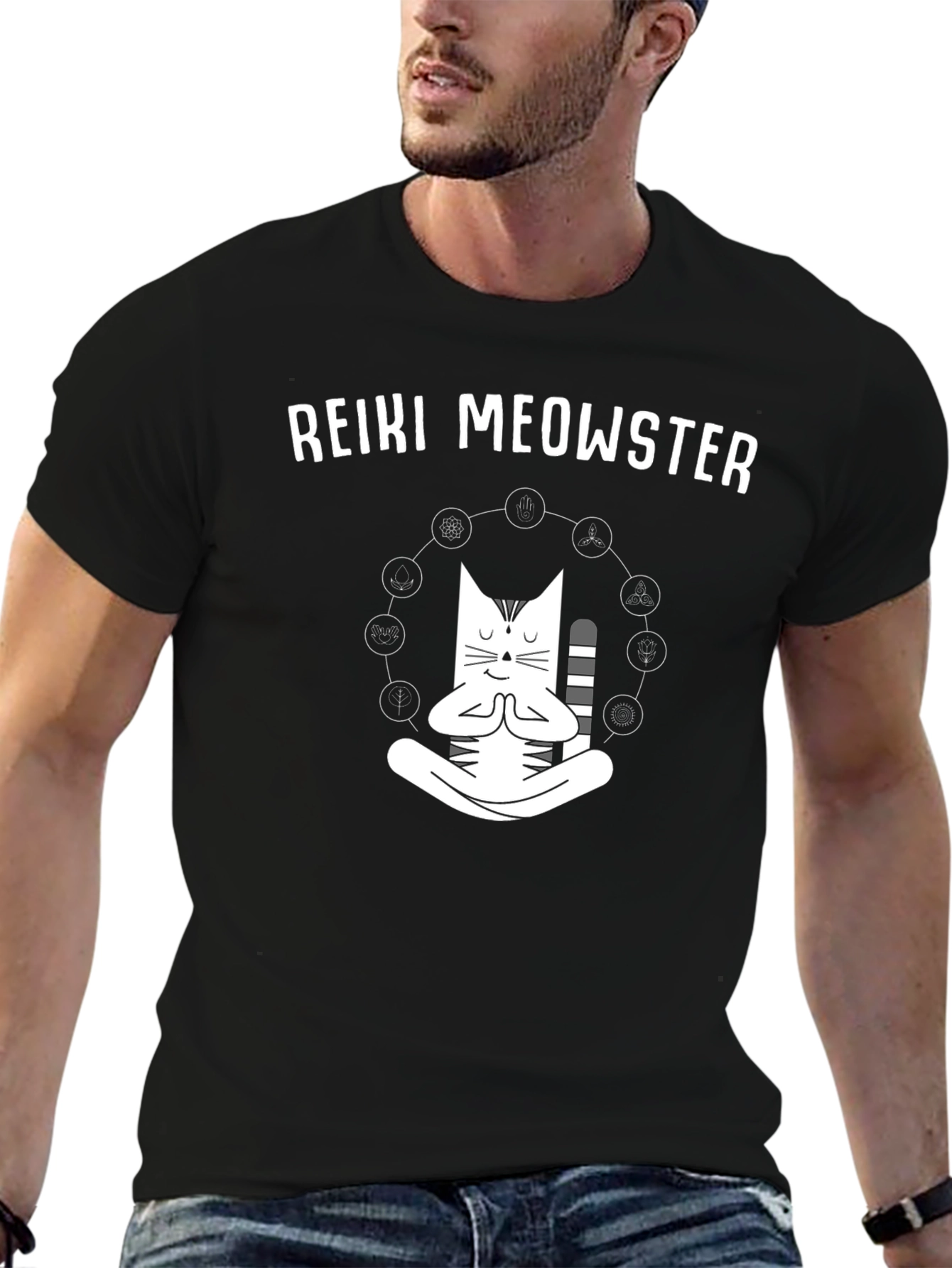 Reiki Meowster Black Graphic Tee