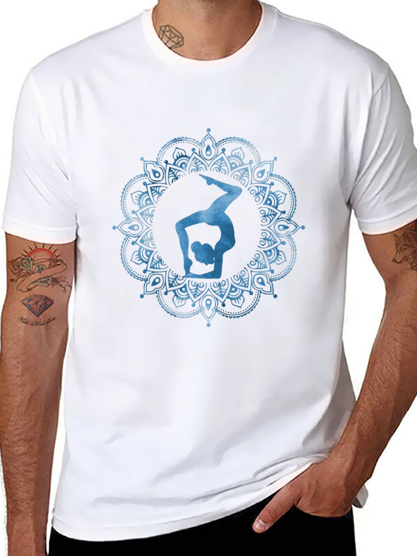 Yoga Mandala T-Shirt - Mens Black Graphic Tee