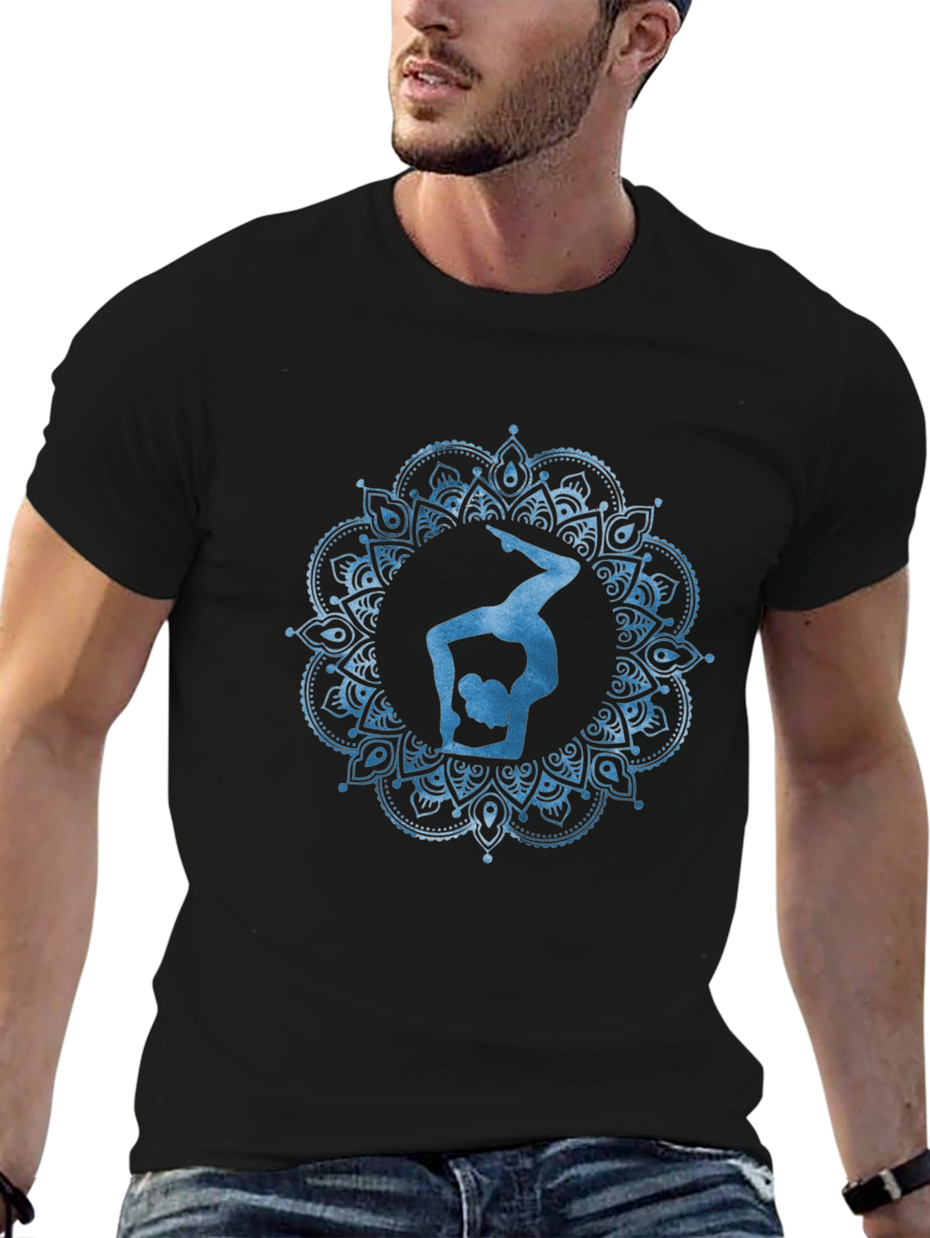 Yoga Mandala T-Shirt - Mens Black Graphic Tee