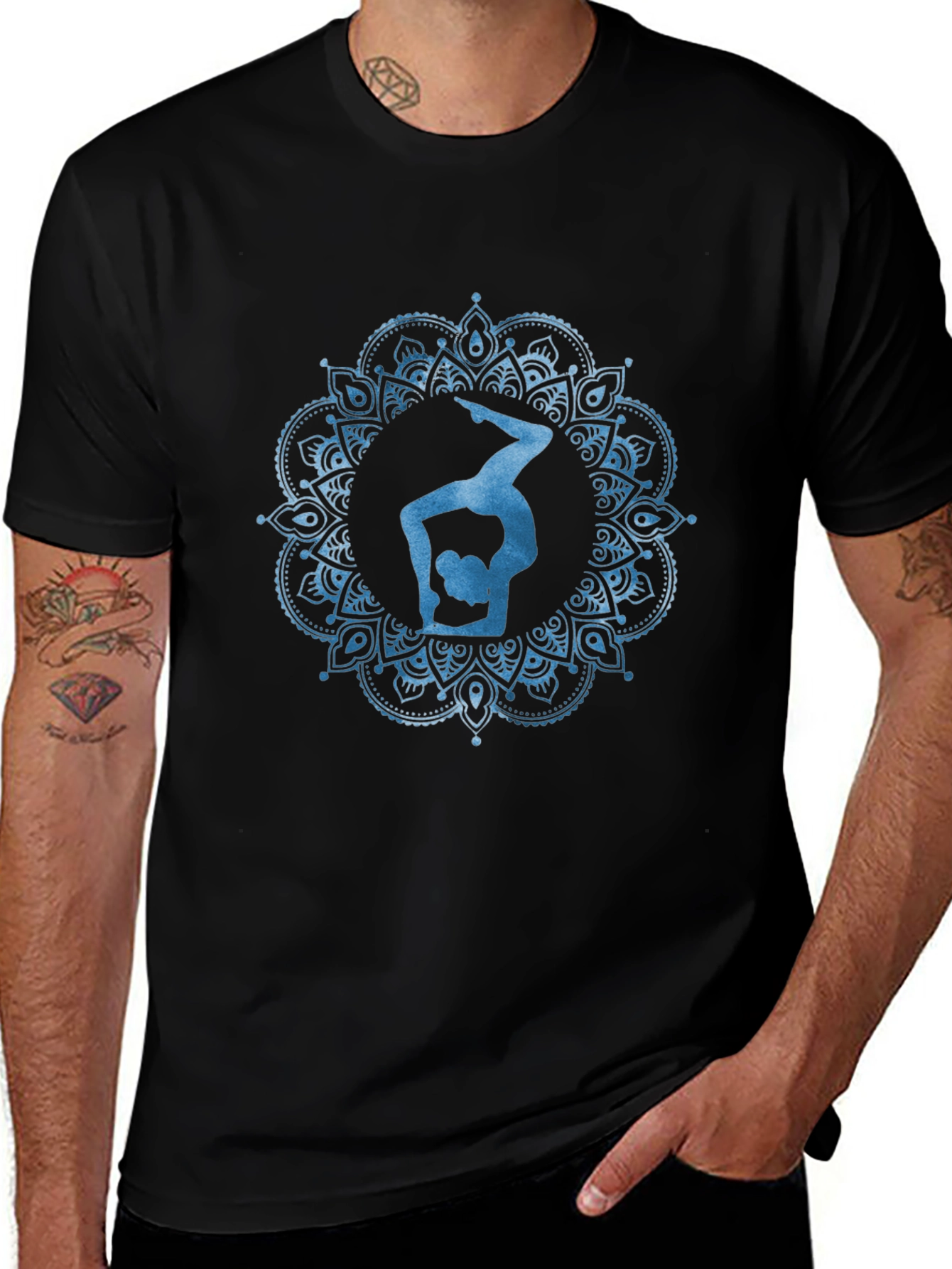 Yoga Mandala T-Shirt - Mens Black Graphic Tee
