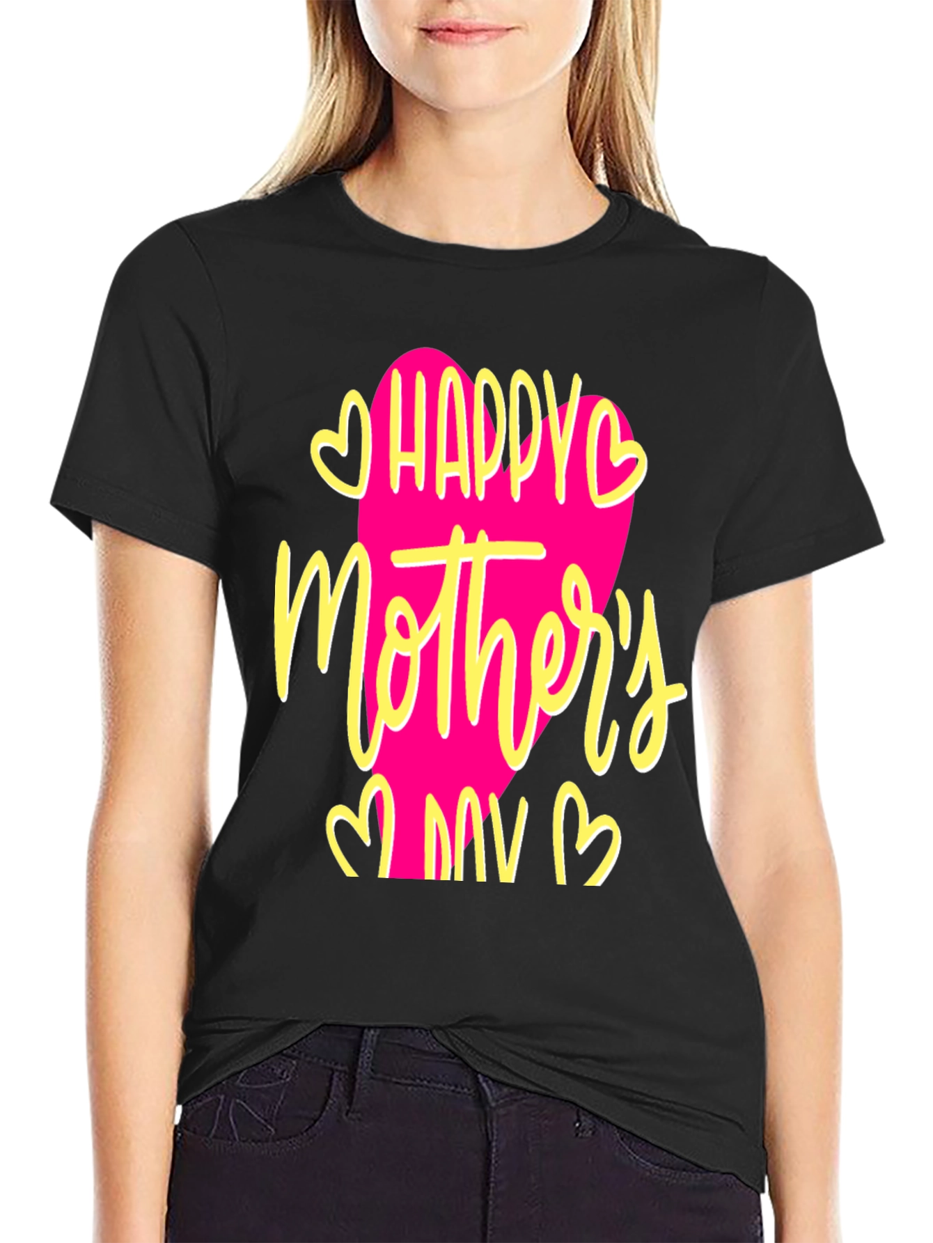 Happy Mothers Day Graphic T-Shirt - Black