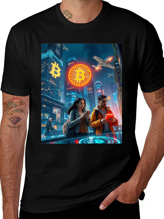 Bitcoin Cityscape Graphic T-Shirt