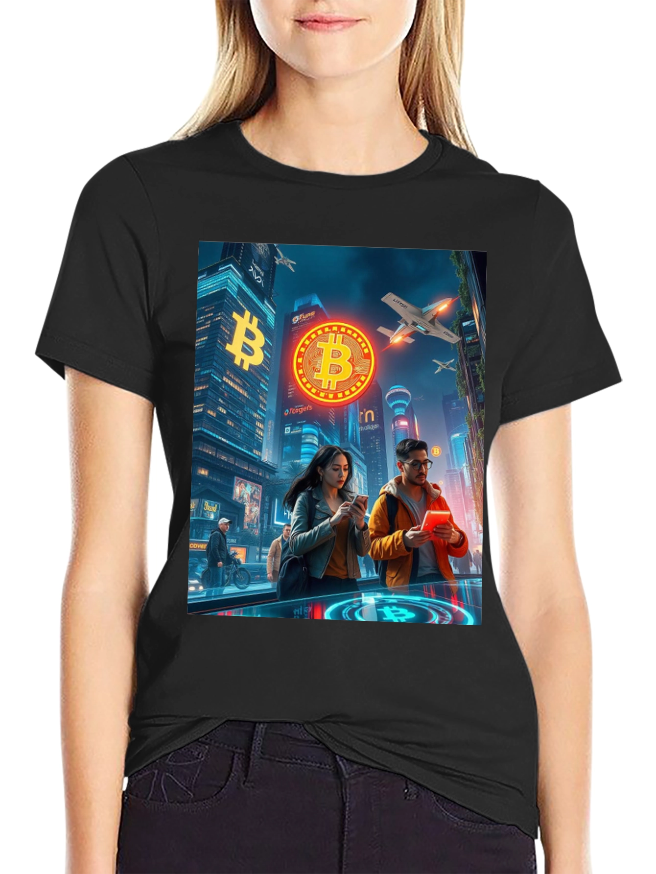 Bitcoin Cityscape Graphic T-Shirt