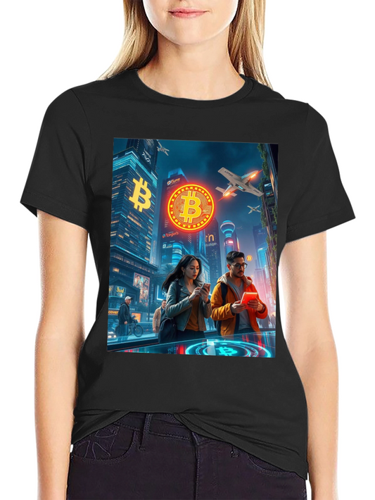 Bitcoin Cityscape Graphic T-Shirt