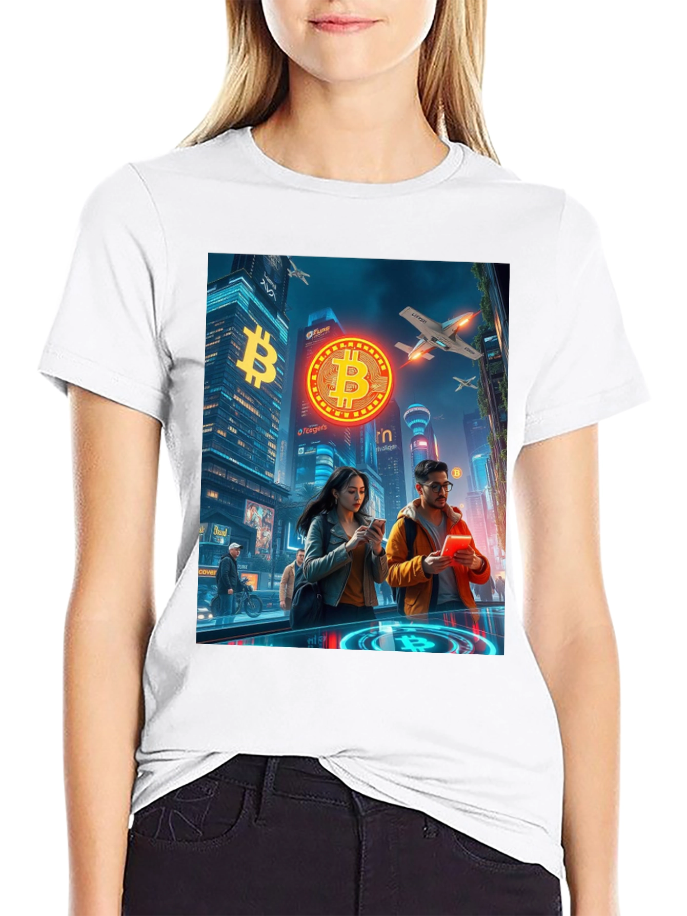 Bitcoin Cityscape Graphic T-Shirt