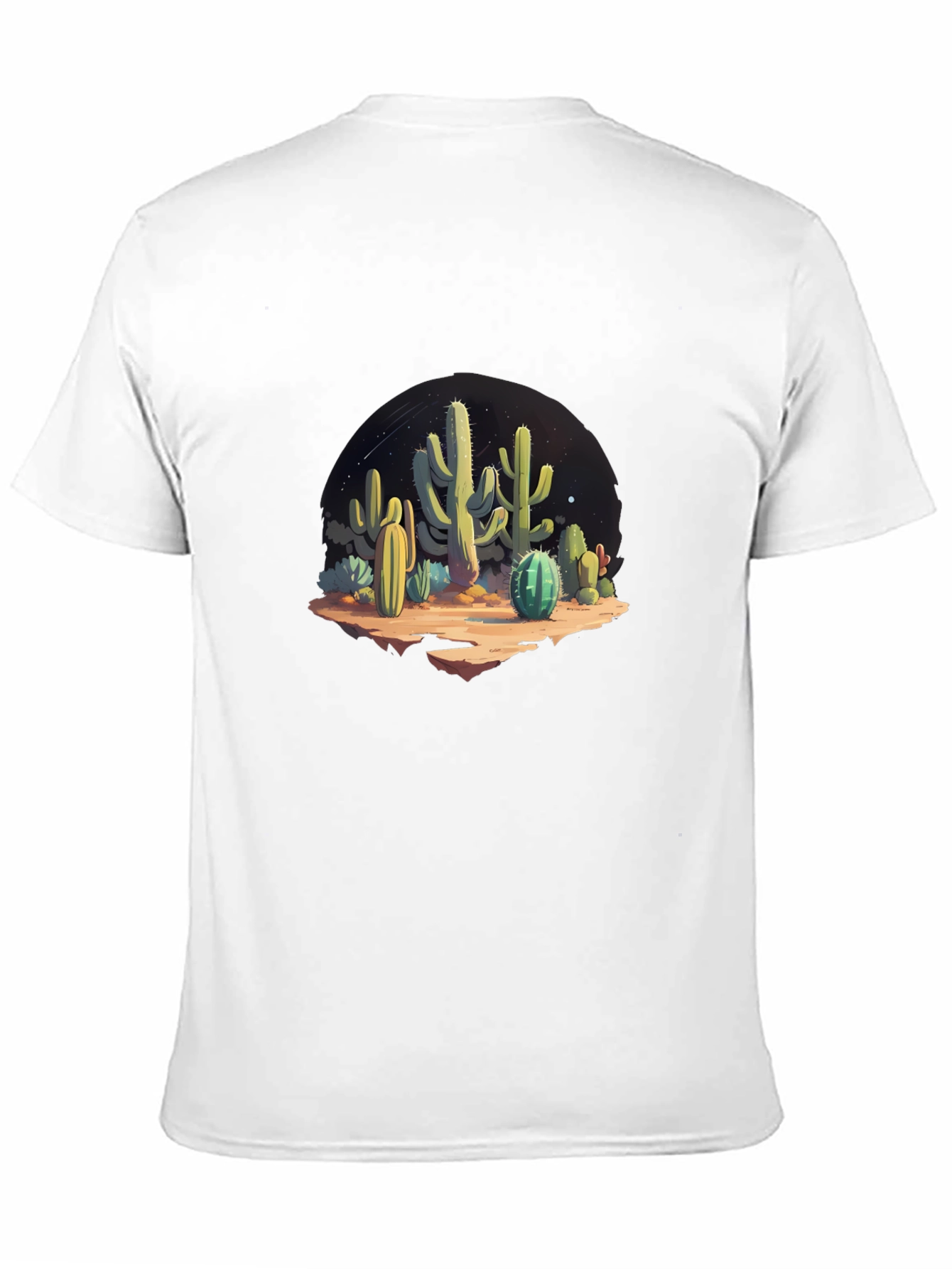 Cactus Desert Scene Black Graphic Tee