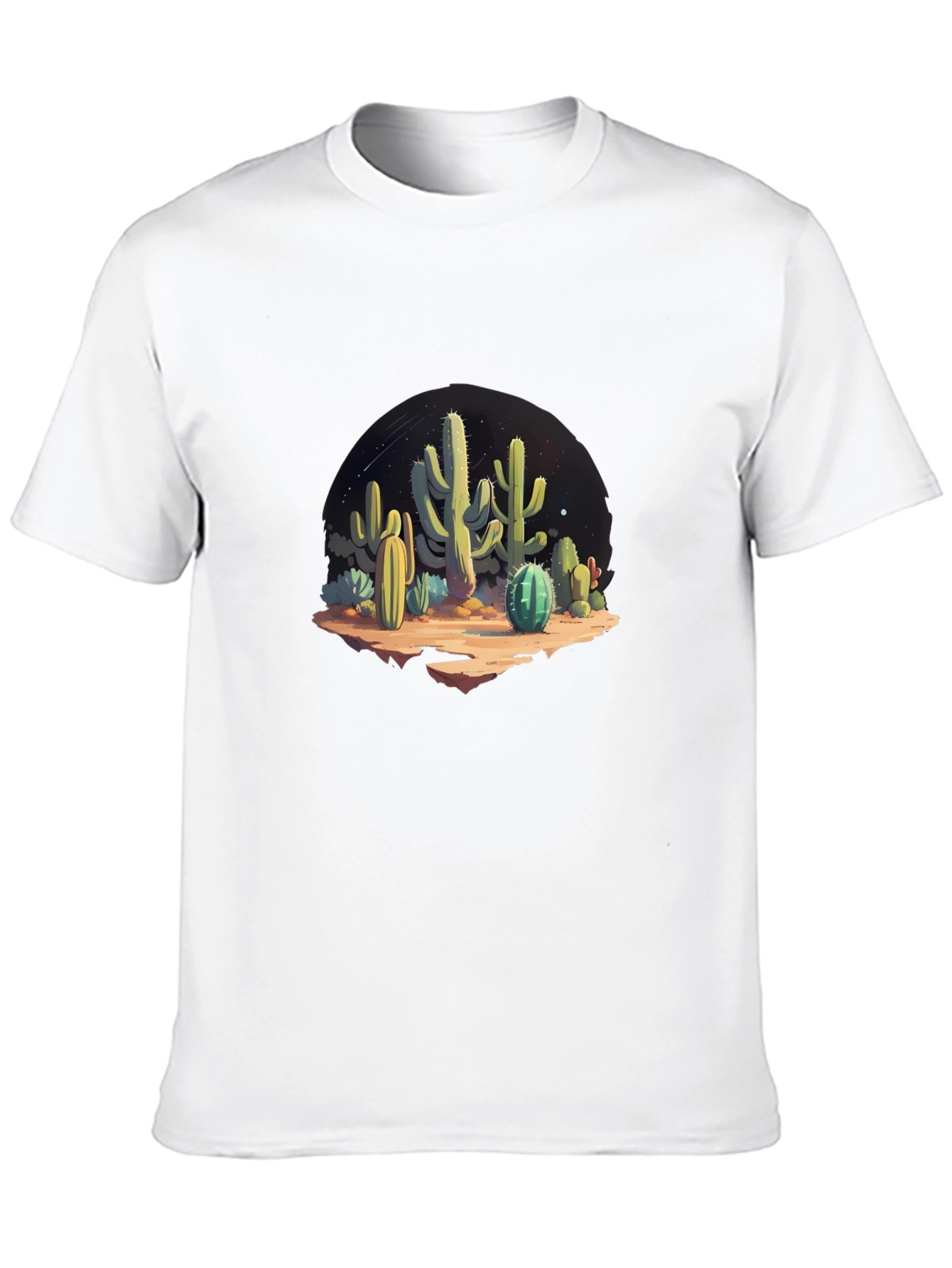 Cactus Desert Scene Black Graphic Tee