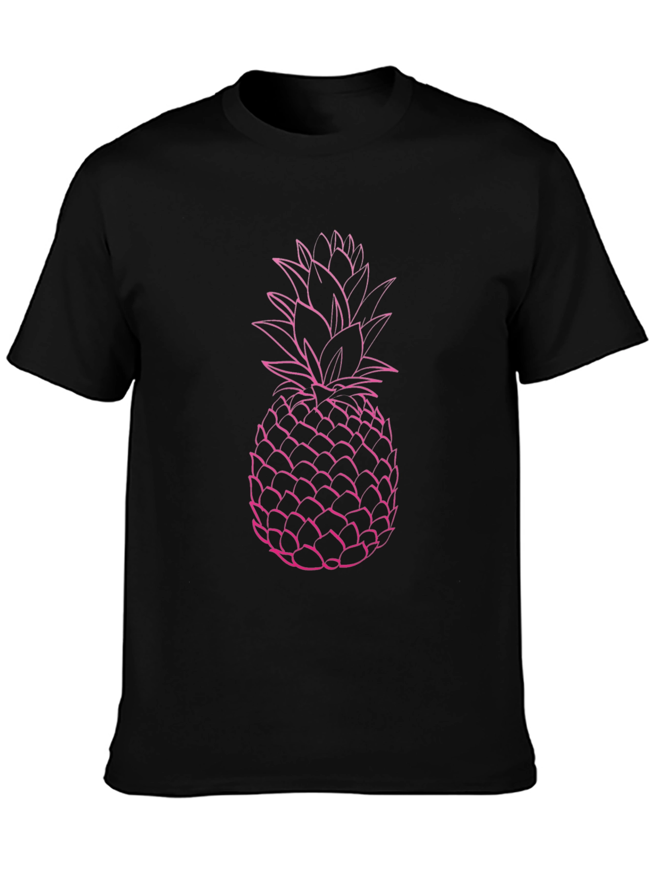 Pink Pineapple Graphic Black T-Shirt
