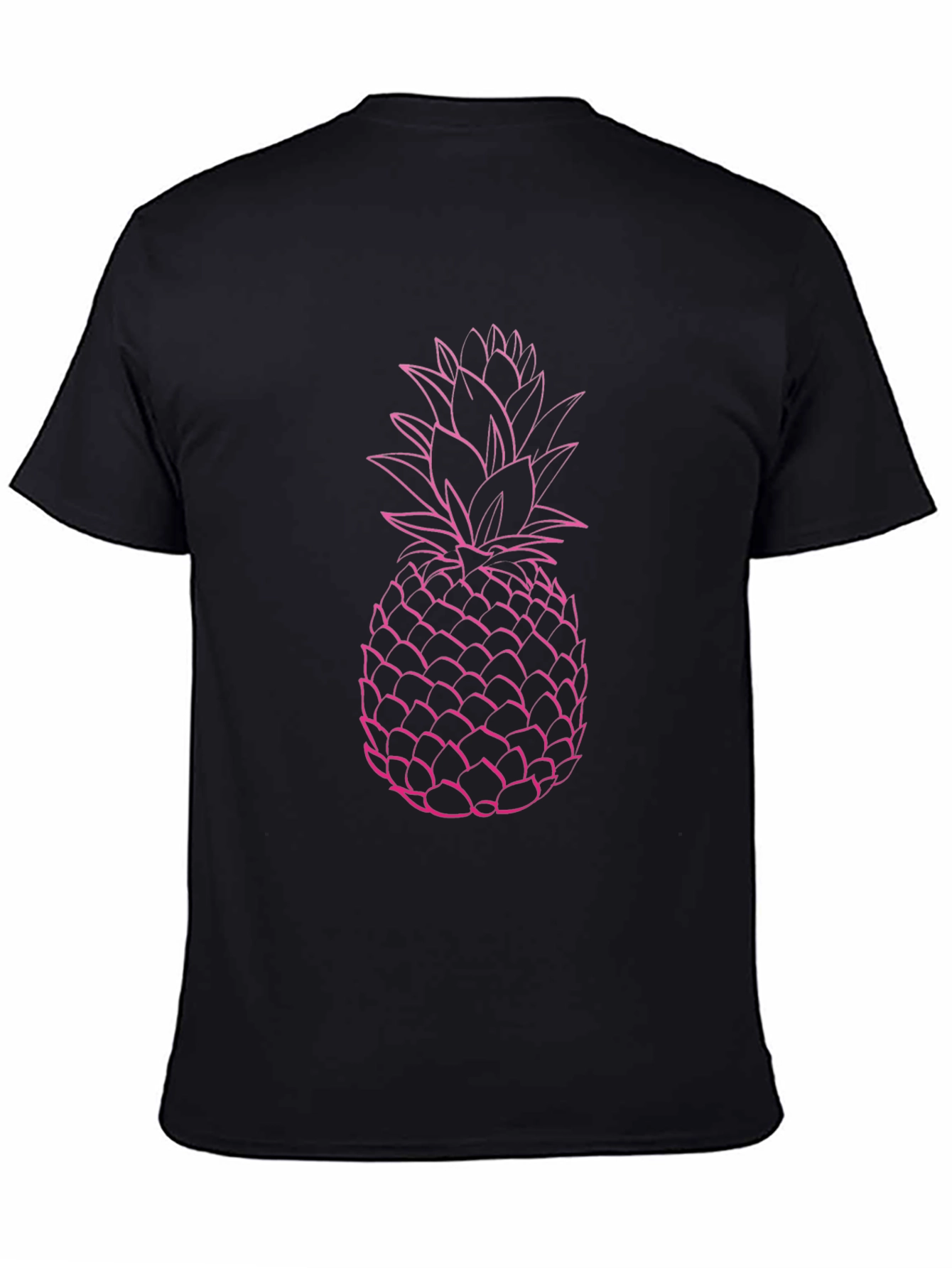 Pink Pineapple Graphic Black T-Shirt