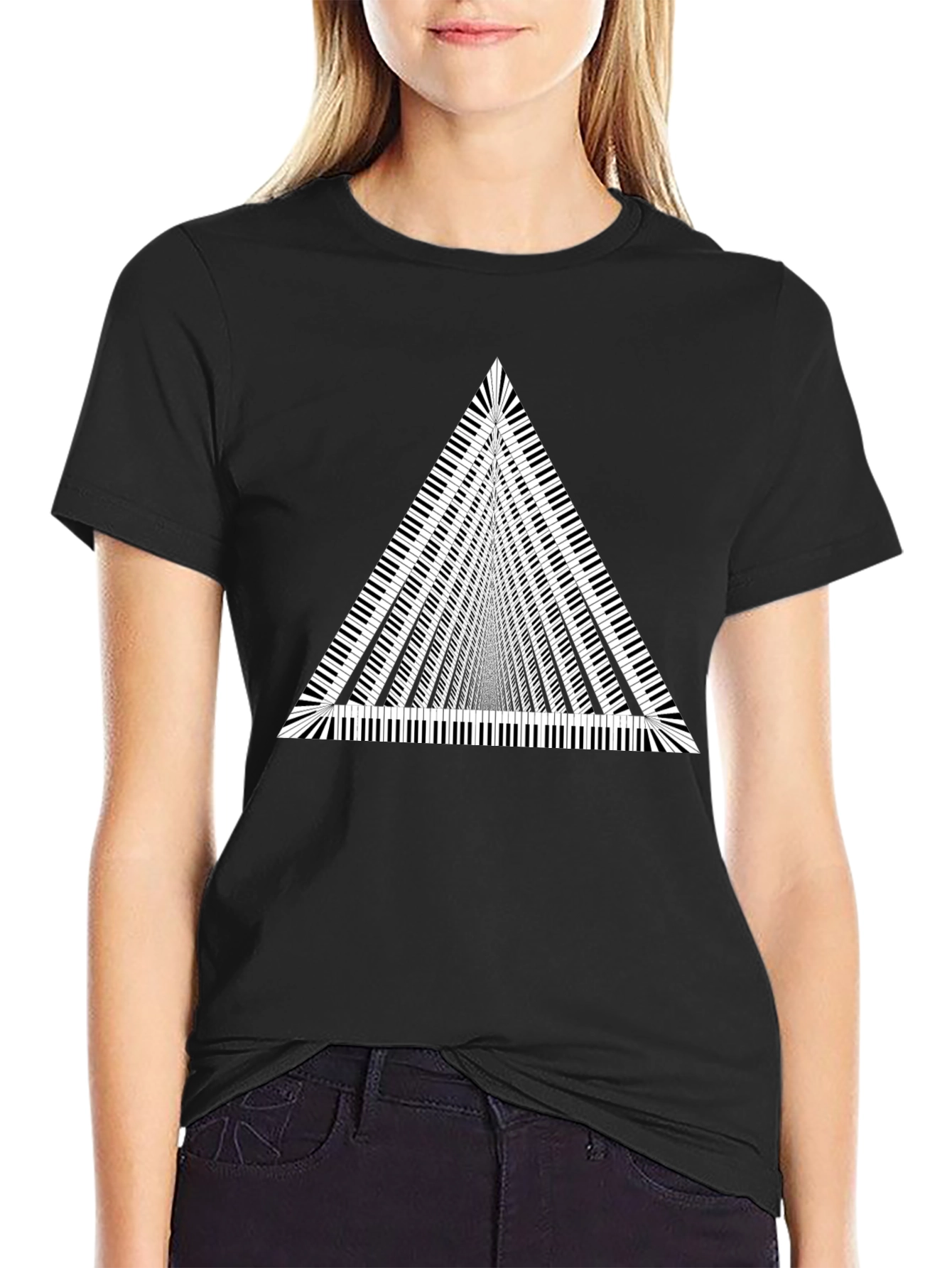 Keyboard Triangle Graphic Tee - Black Cotton