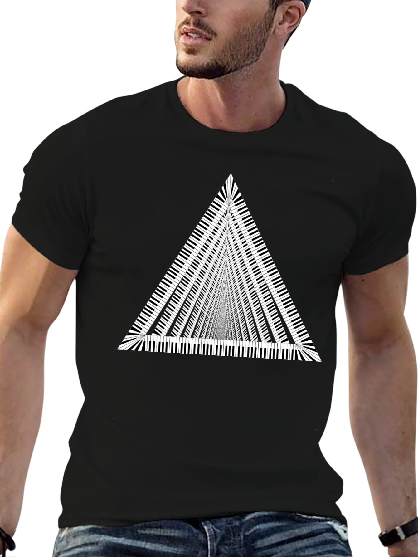 Keyboard Triangle Graphic Tee - Black Cotton