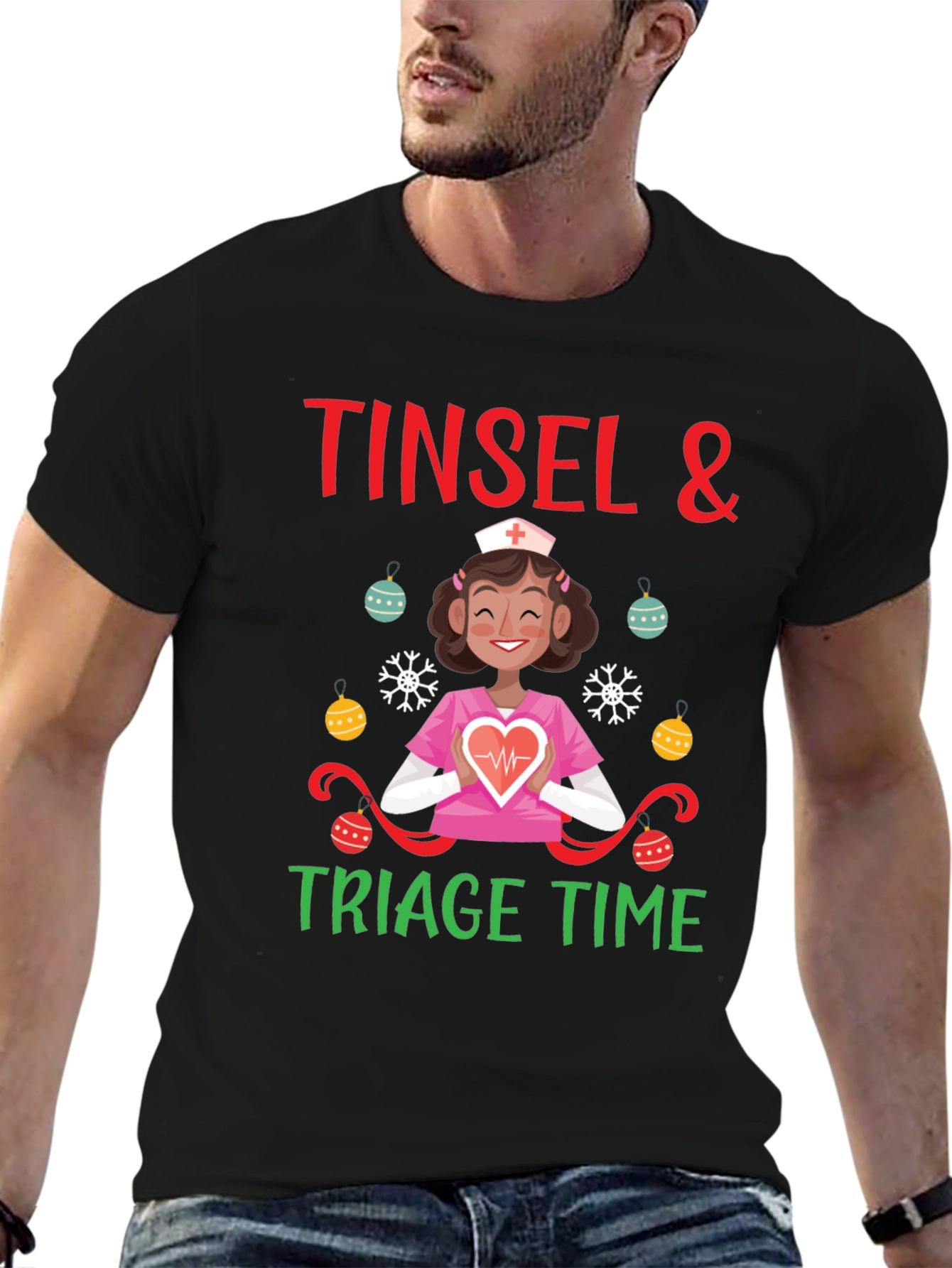 Tinsel & Triage Time Holiday Nurse T-Shirt