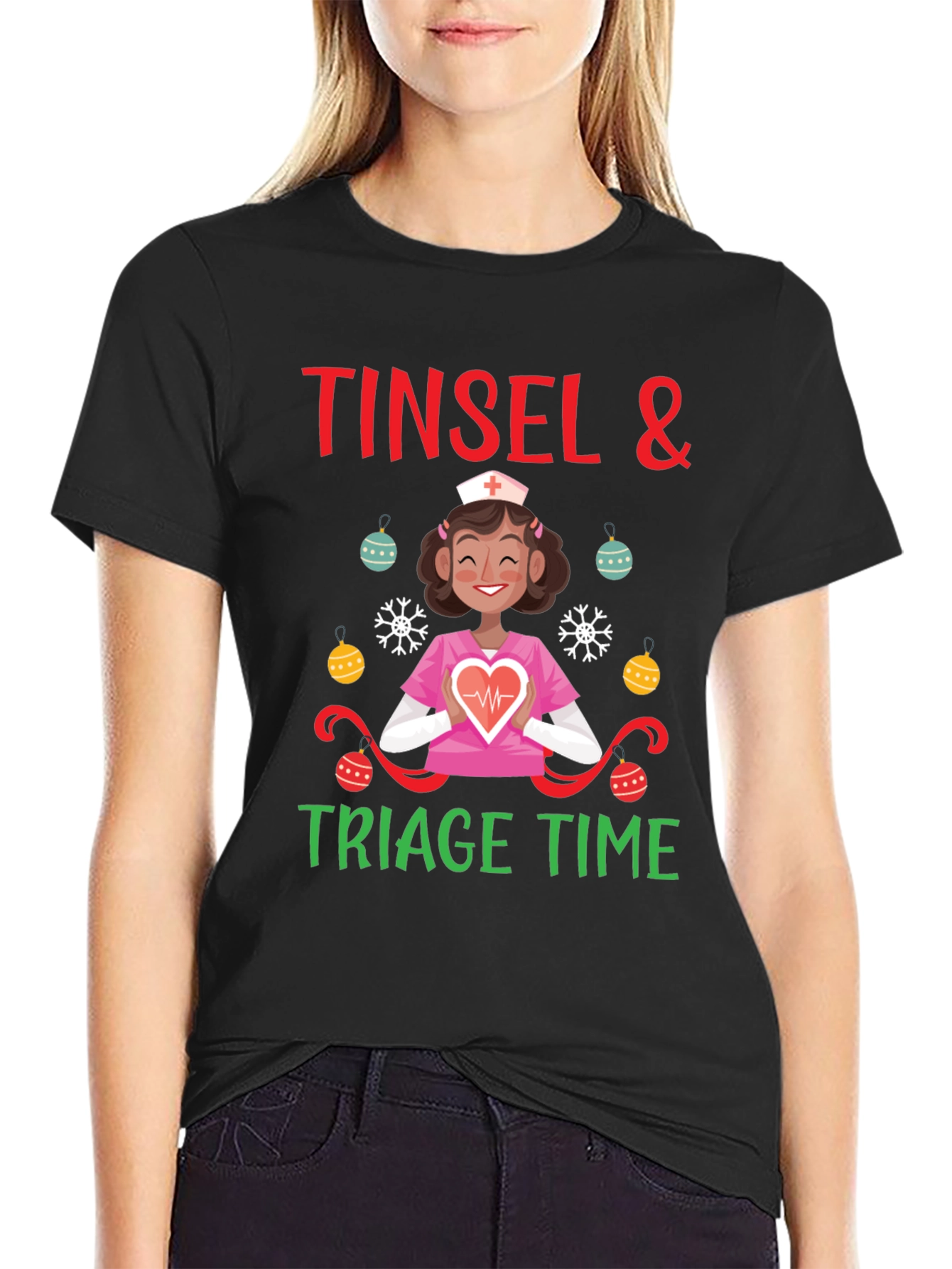 Tinsel & Triage Time Holiday Nurse T-Shirt