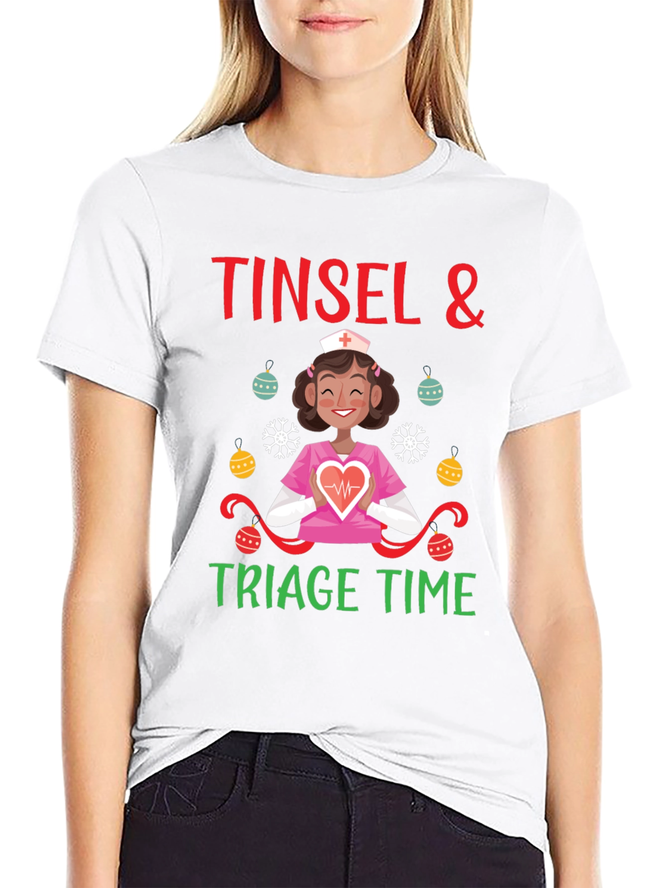Tinsel & Triage Time Holiday Nurse T-Shirt