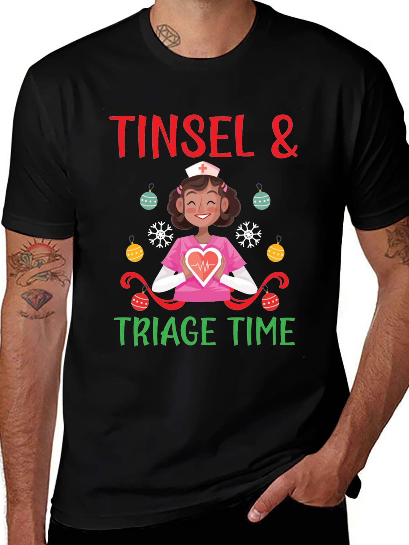 Tinsel & Triage Time Holiday Nurse T-Shirt