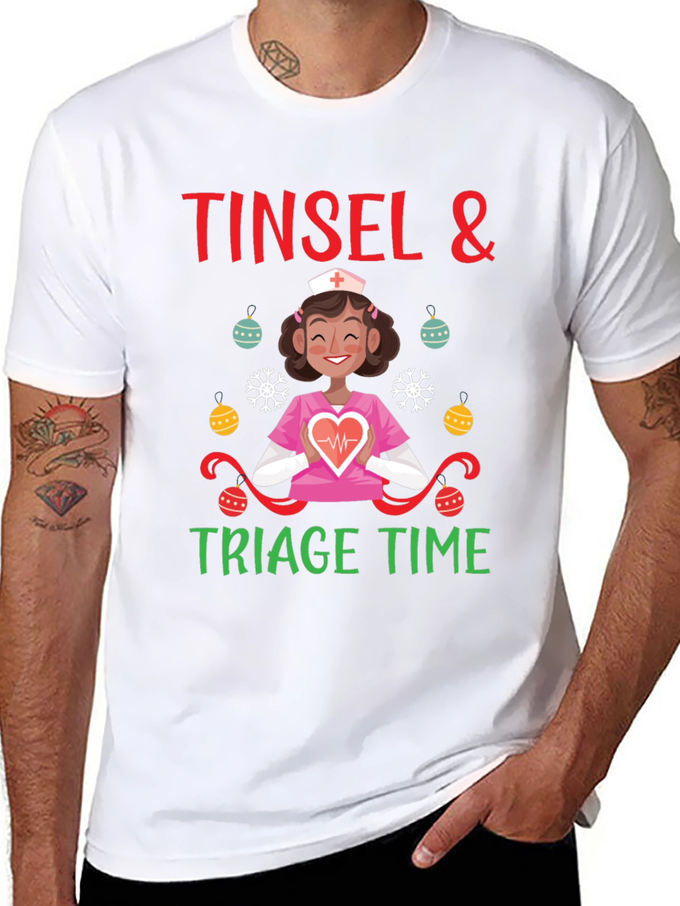 Tinsel & Triage Time Holiday Nurse T-Shirt