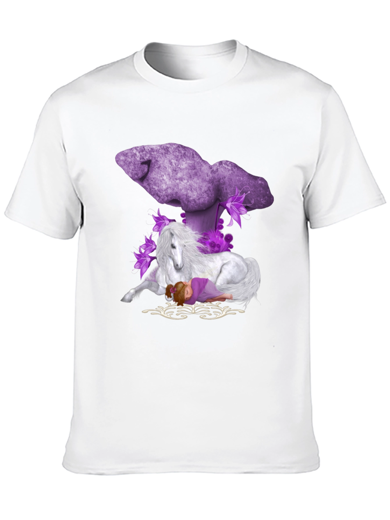 Unicorn & Girl Graphic Black T-Shirt