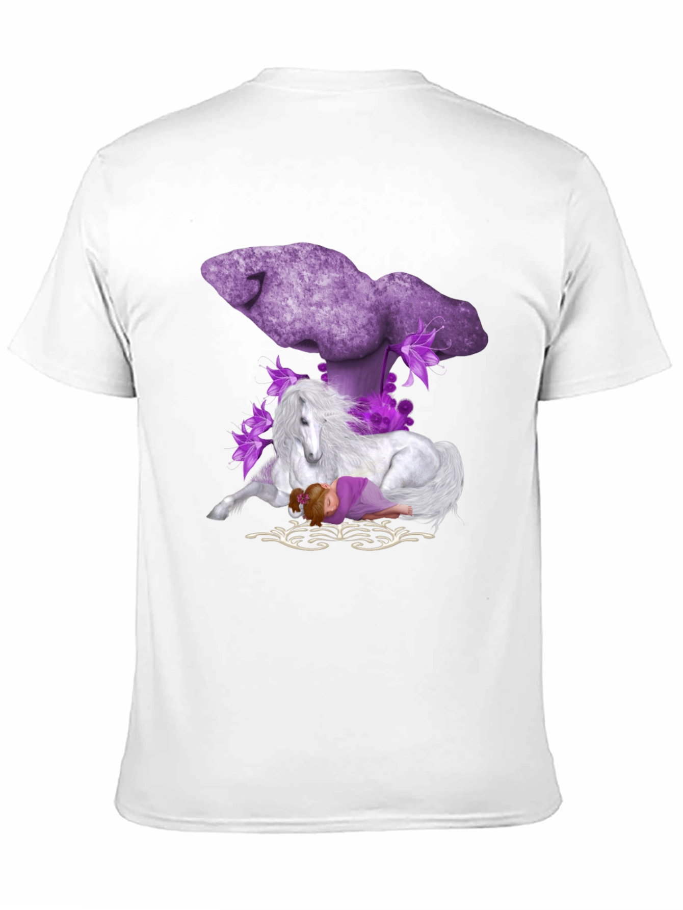 Unicorn & Girl Graphic Black T-Shirt