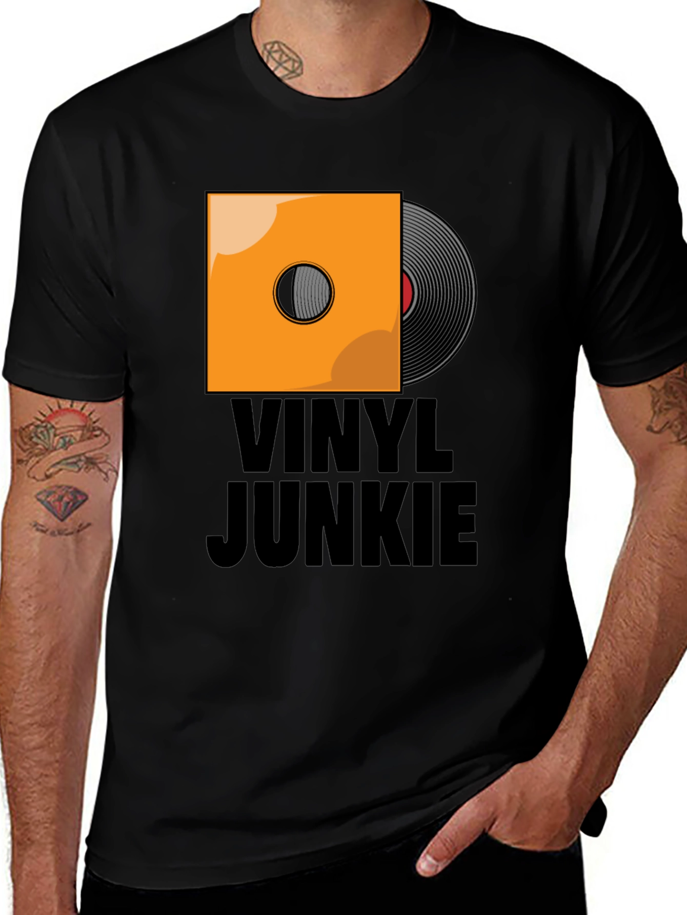 Vinyl Junkie Graphic T-Shirt - Music Lover Tee