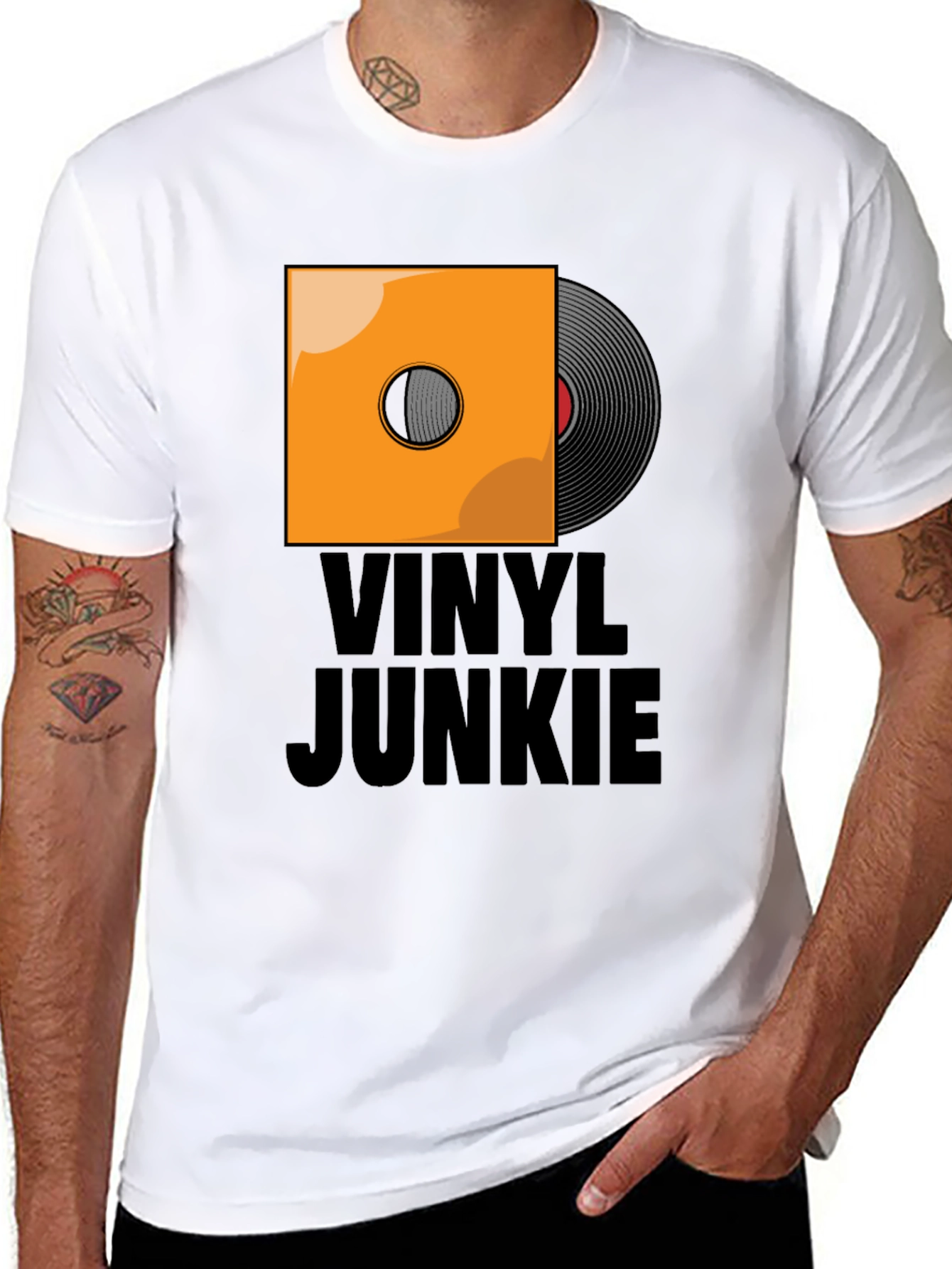 Vinyl Junkie Graphic T-Shirt - Music Lover Tee