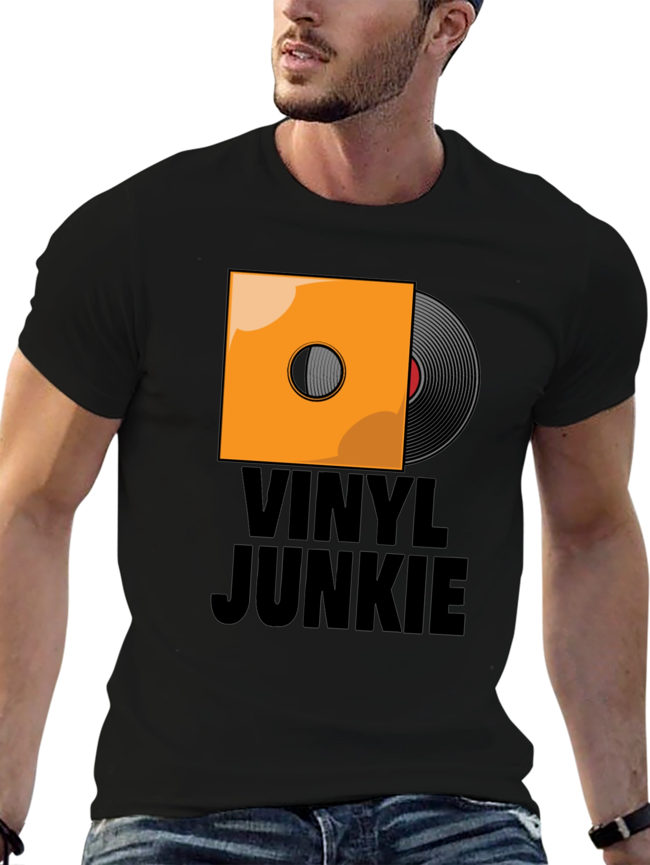 Vinyl Junkie Graphic T-Shirt - Music Lover Tee
