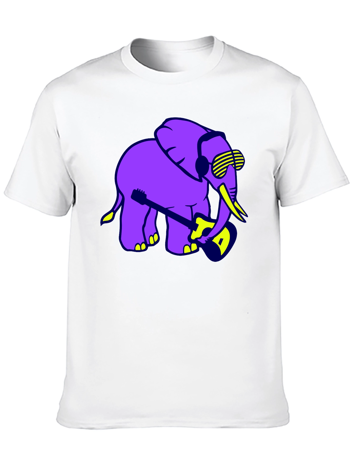 Cool Elephant Guitar Player Graphic T-Shirt