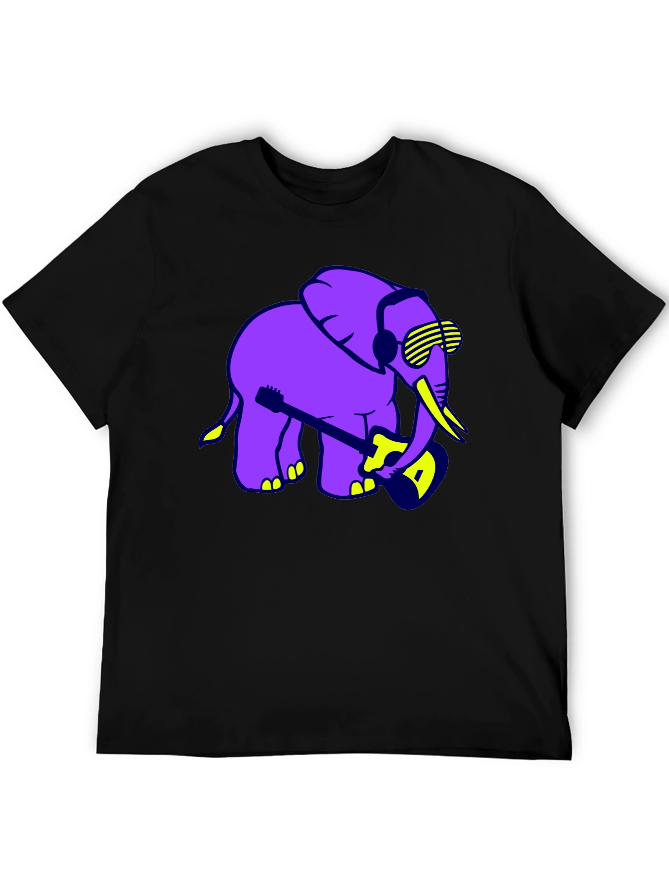 Cool Elephant Guitar Player Graphic T-Shirt