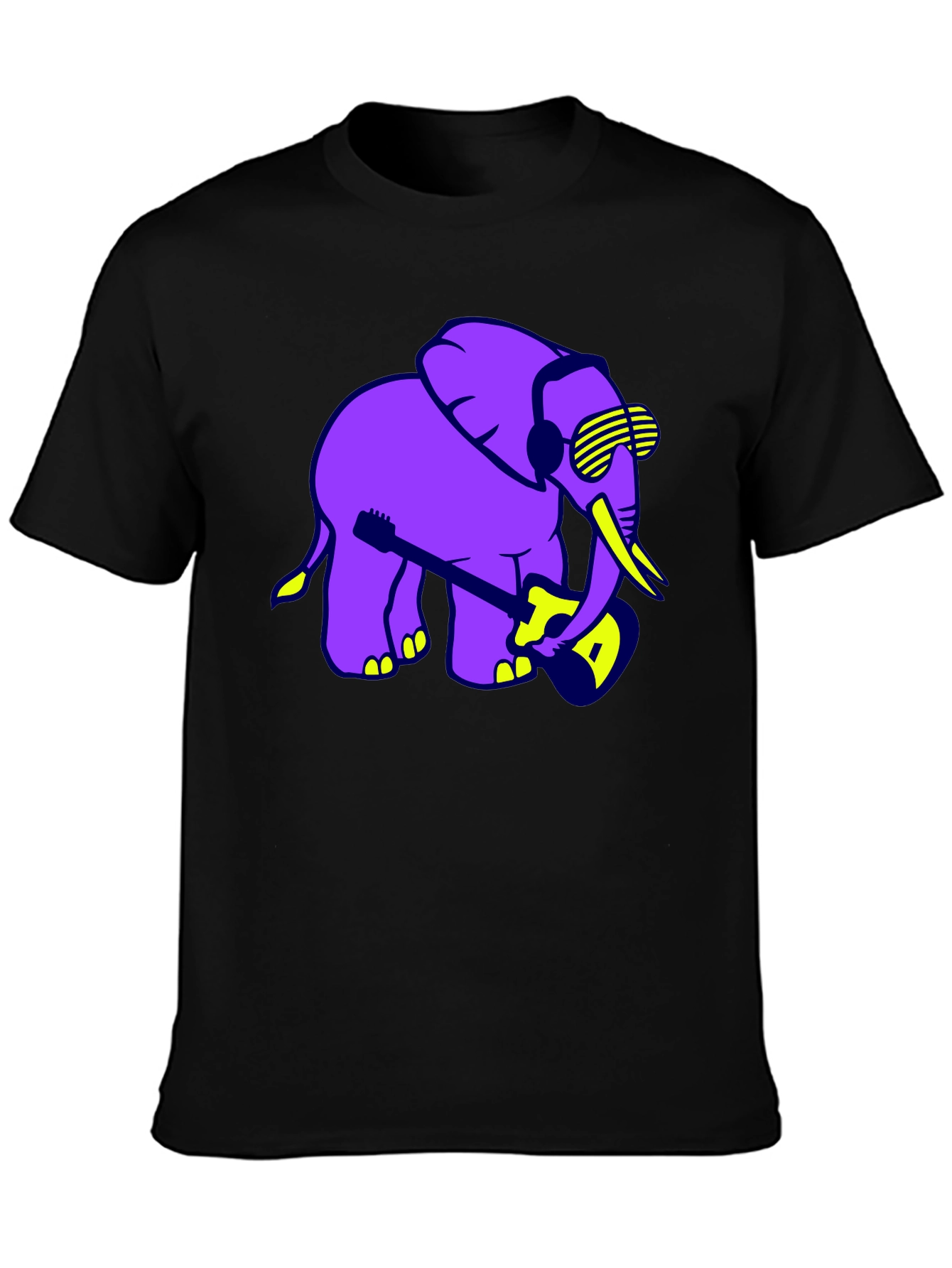 Cool Elephant Guitar Player Graphic T-Shirt