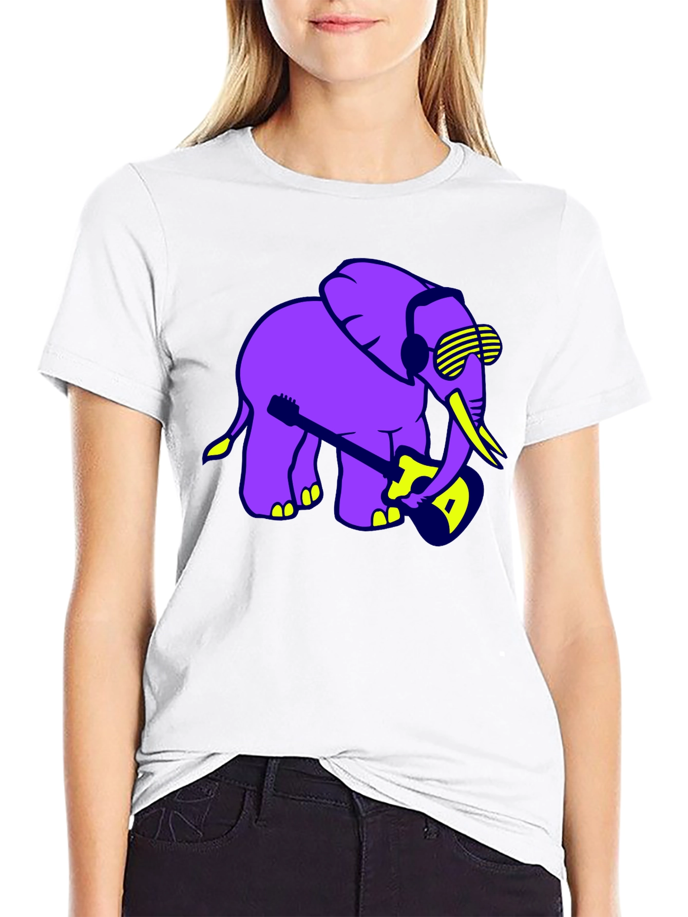 Cool Elephant Guitar Player Graphic T-Shirt