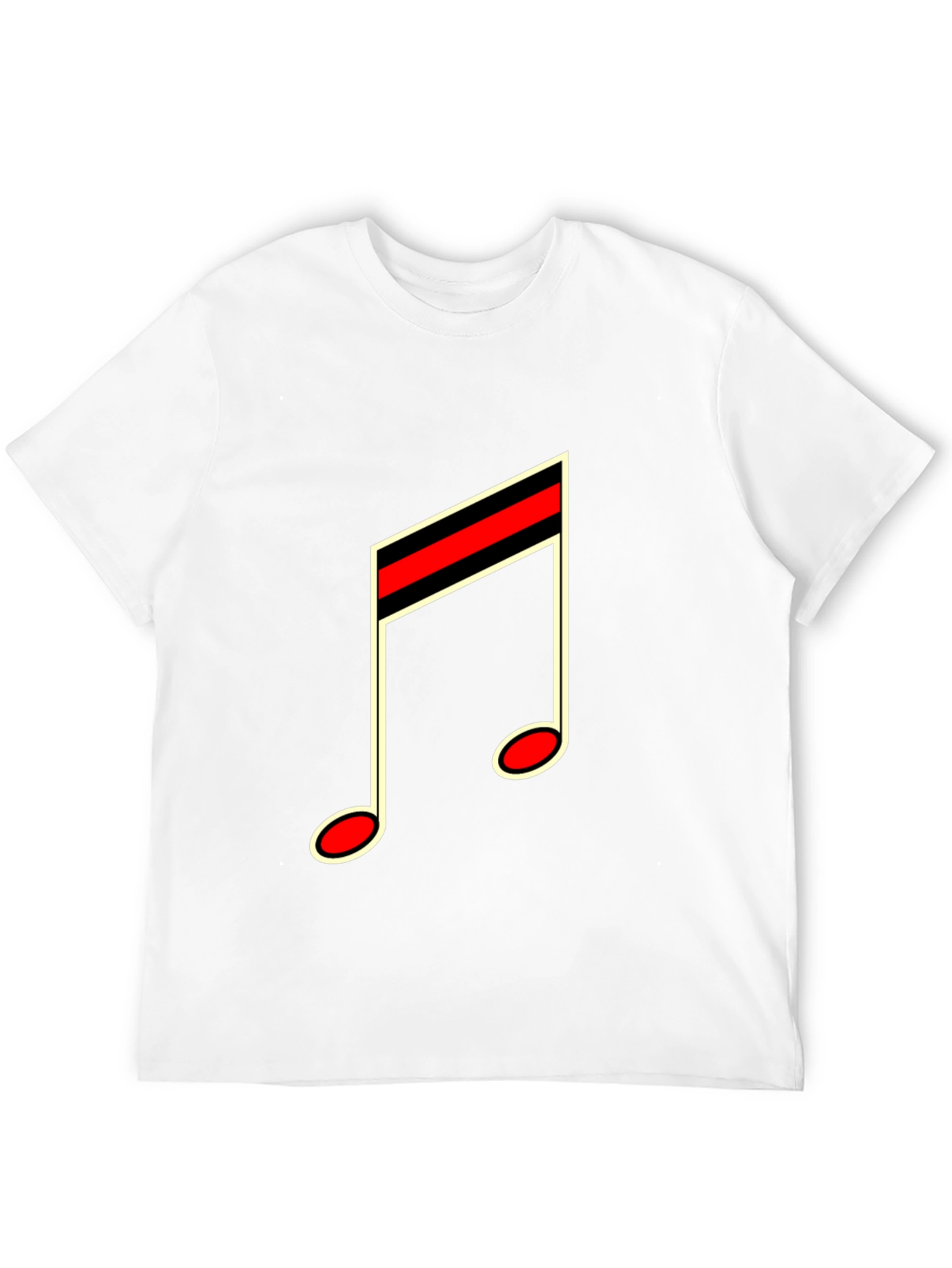 Musical Note Graphic Tee - Black Cotton Casual
