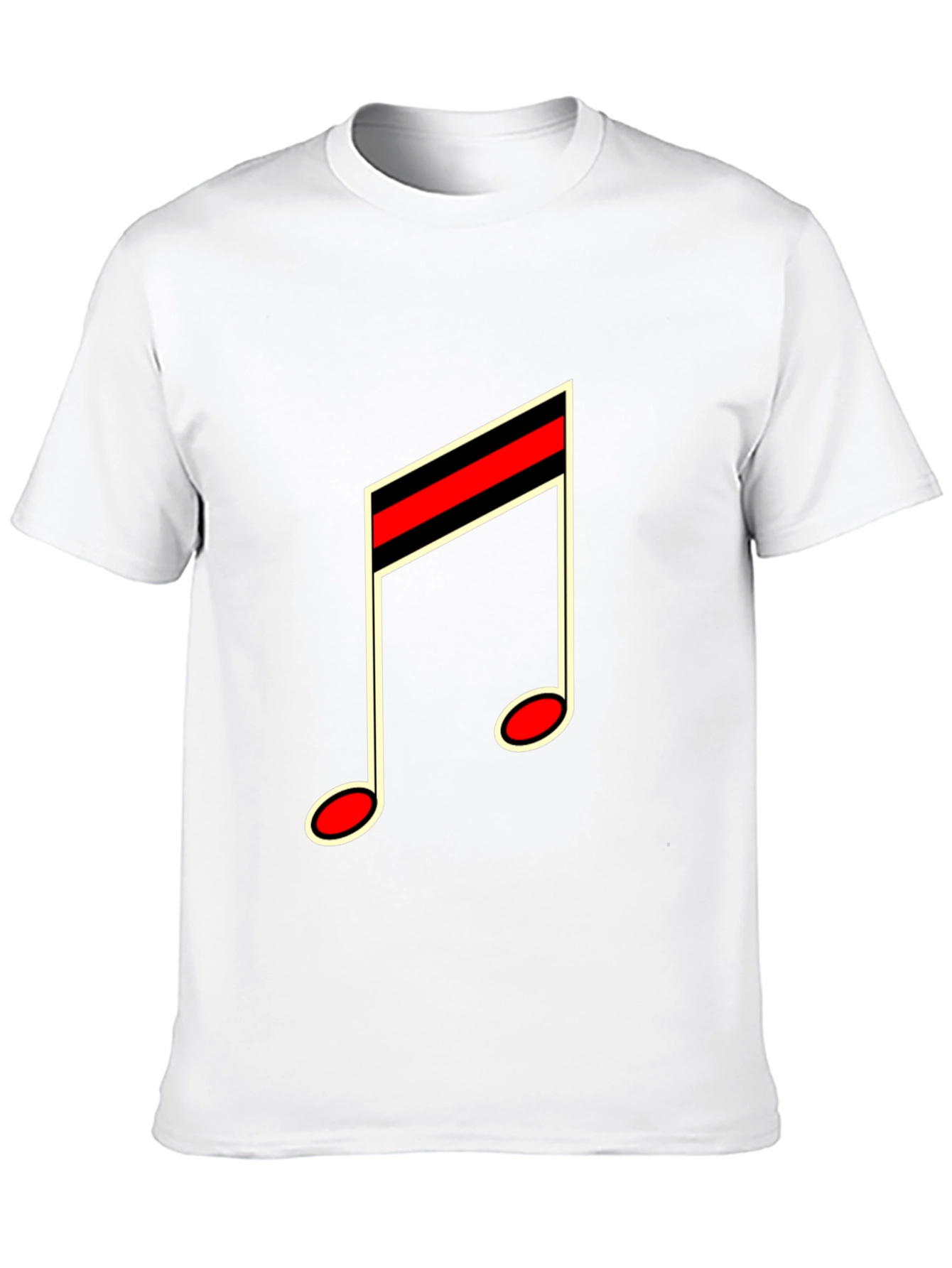 Musical Note Graphic Tee - Black Cotton Casual