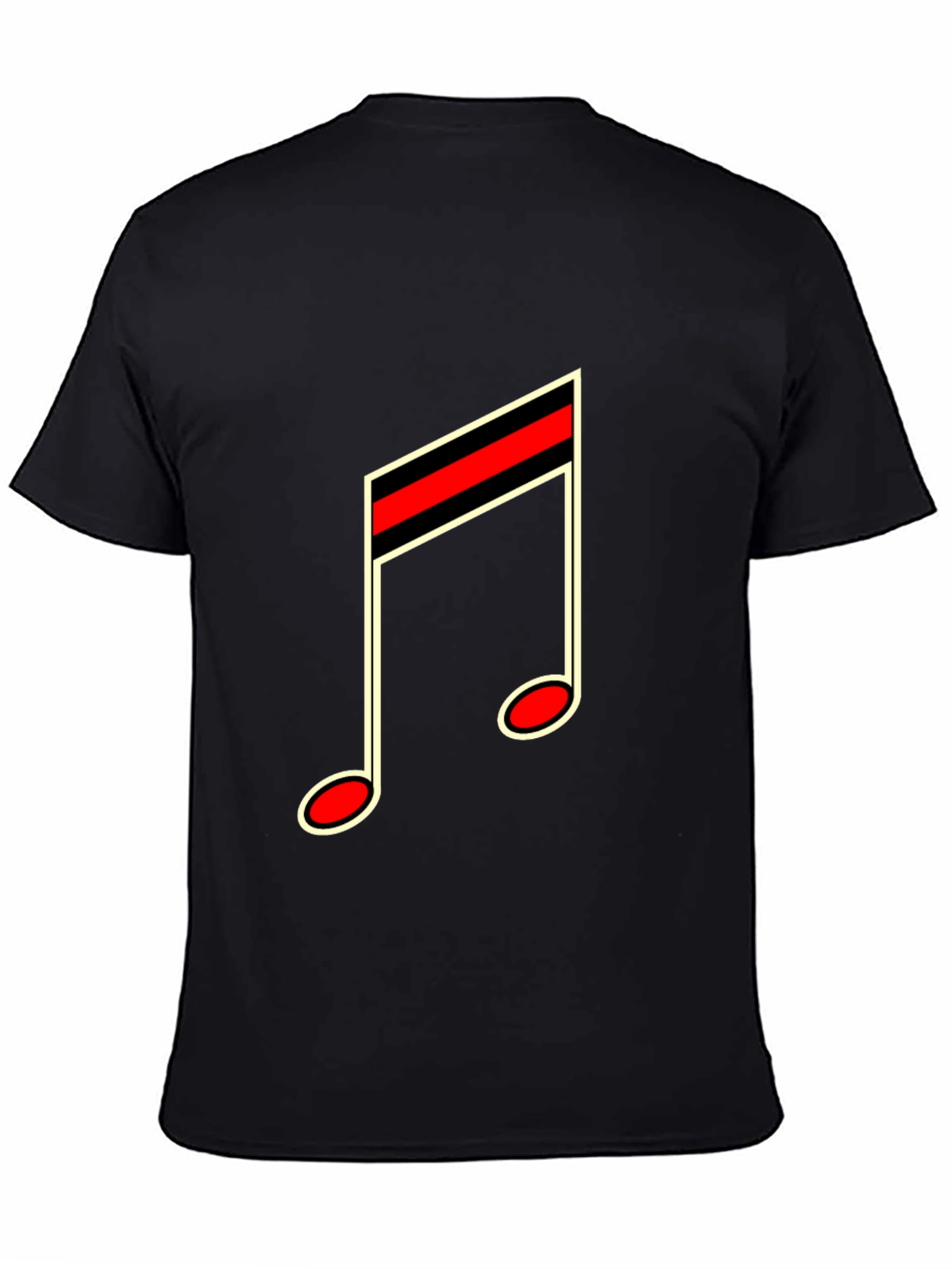 Musical Note Graphic Tee - Black Cotton Casual