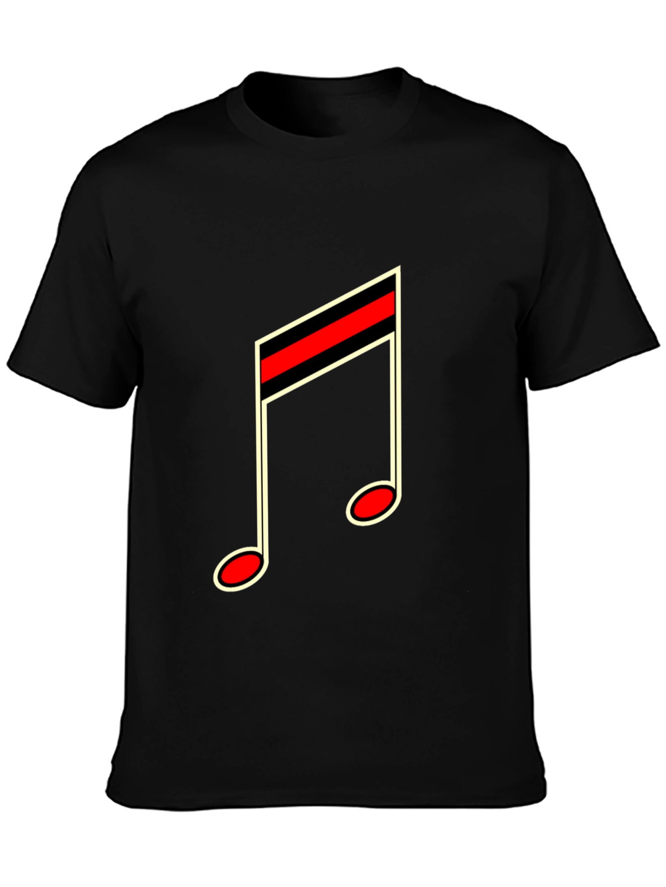 Musical Note Graphic Tee - Black Cotton Casual
