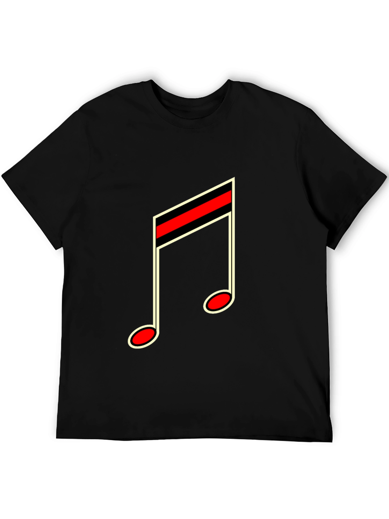 Musical Note Graphic Tee - Black Cotton Casual