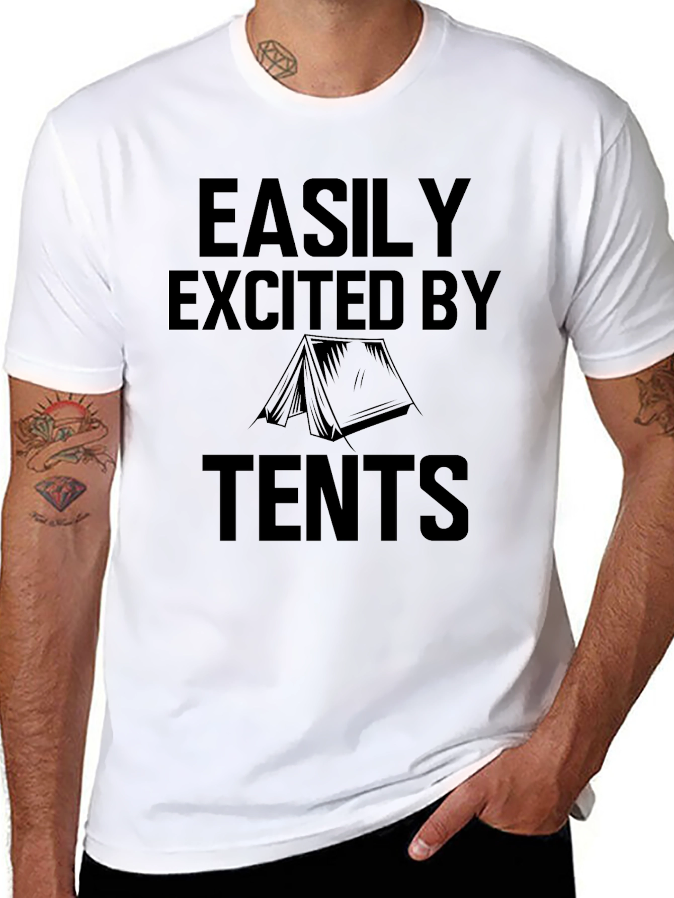 Easily Excited by Tents Black T-Shirt