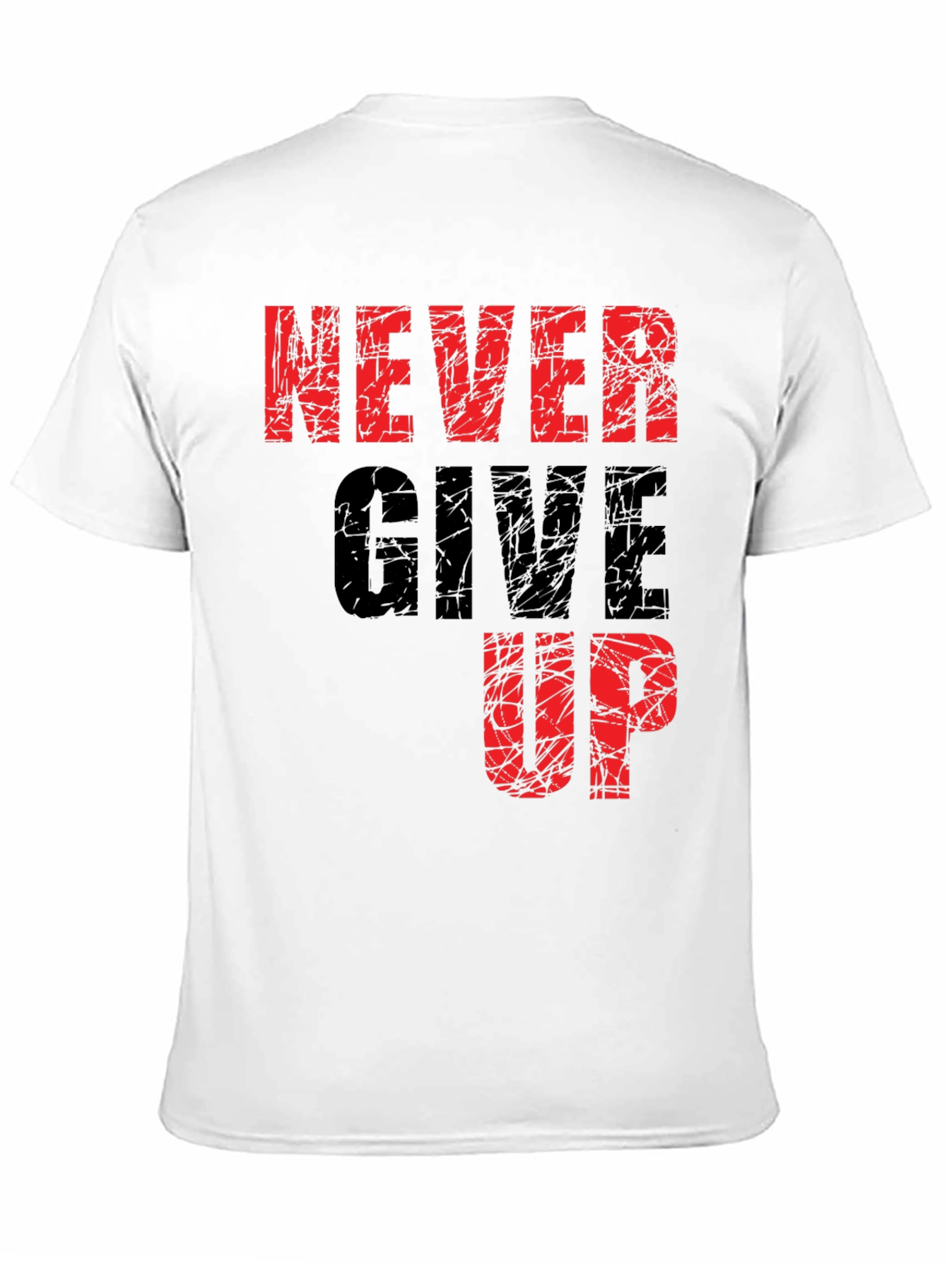 Never Give Up Graphic Print Black T-Shirt