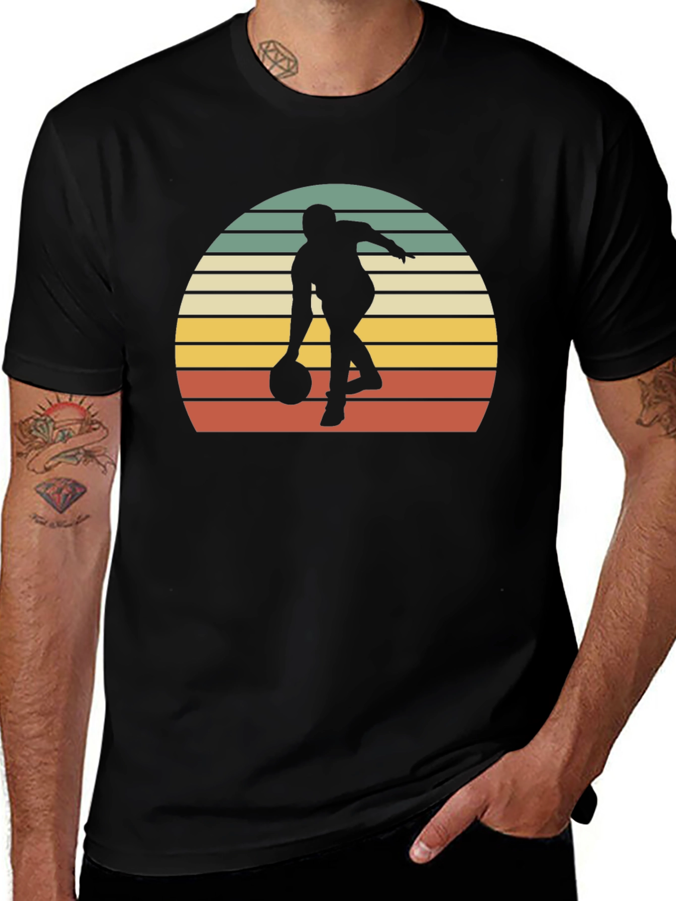 Retro Bowling Sunset Graphic T-Shirt