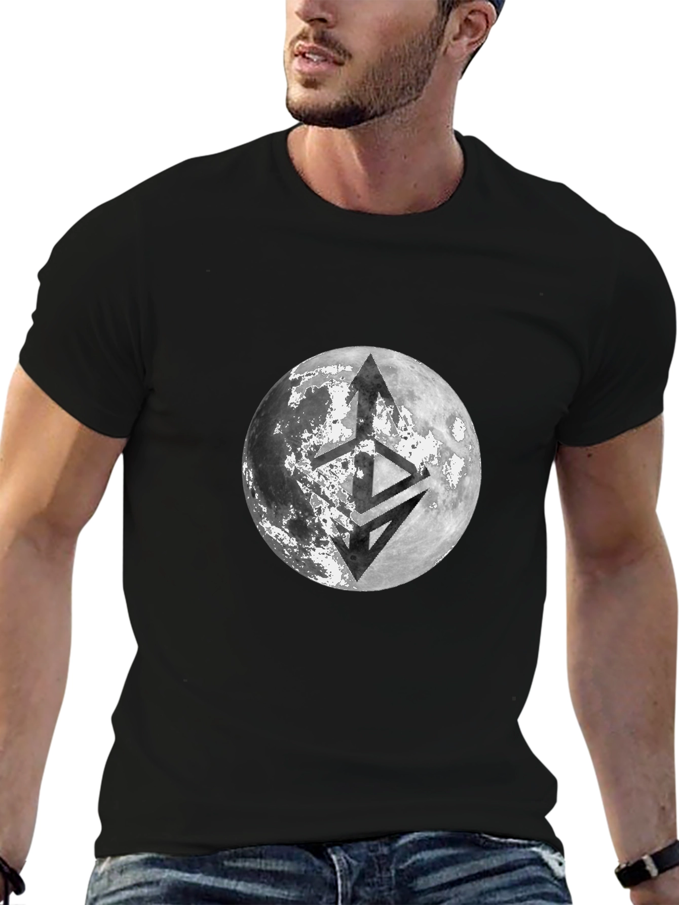 Lunar Emblem Black T-Shirt - Modern Graphic Tee