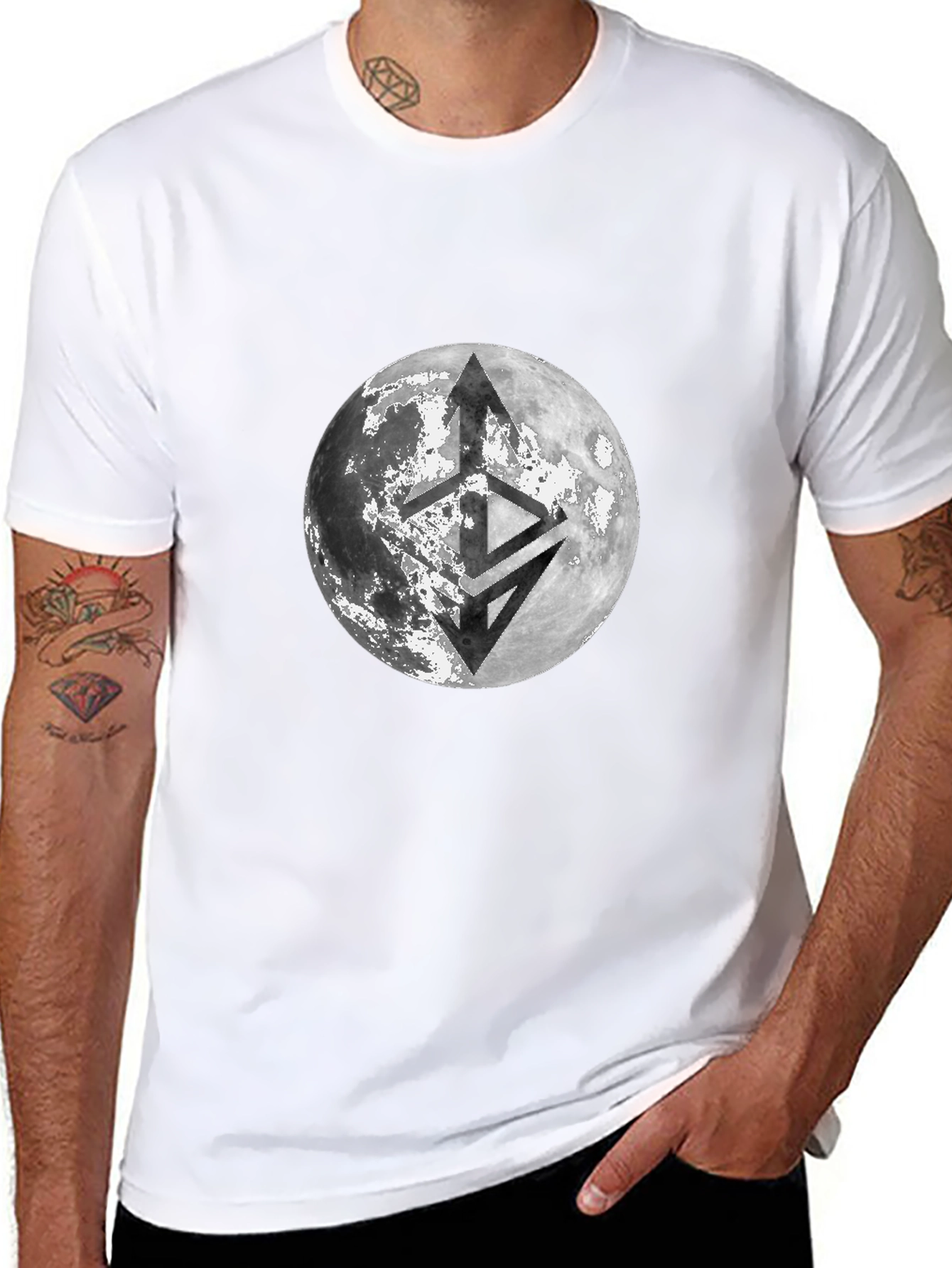 Lunar Emblem Black T-Shirt - Modern Graphic Tee
