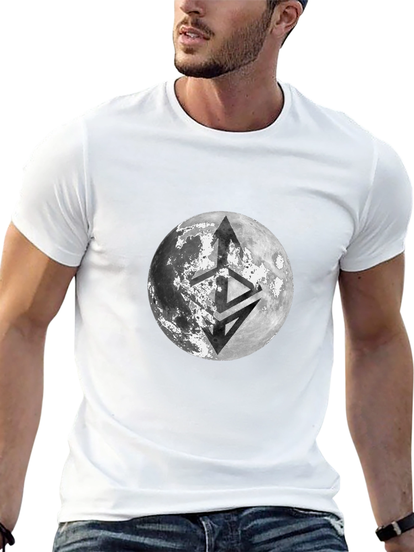 Lunar Emblem Black T-Shirt - Modern Graphic Tee