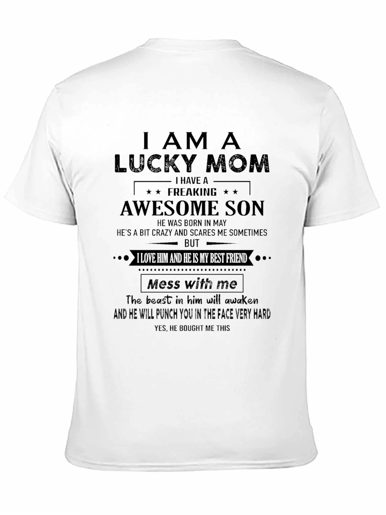 Lucky Mom Awesome Son Graphic Tee