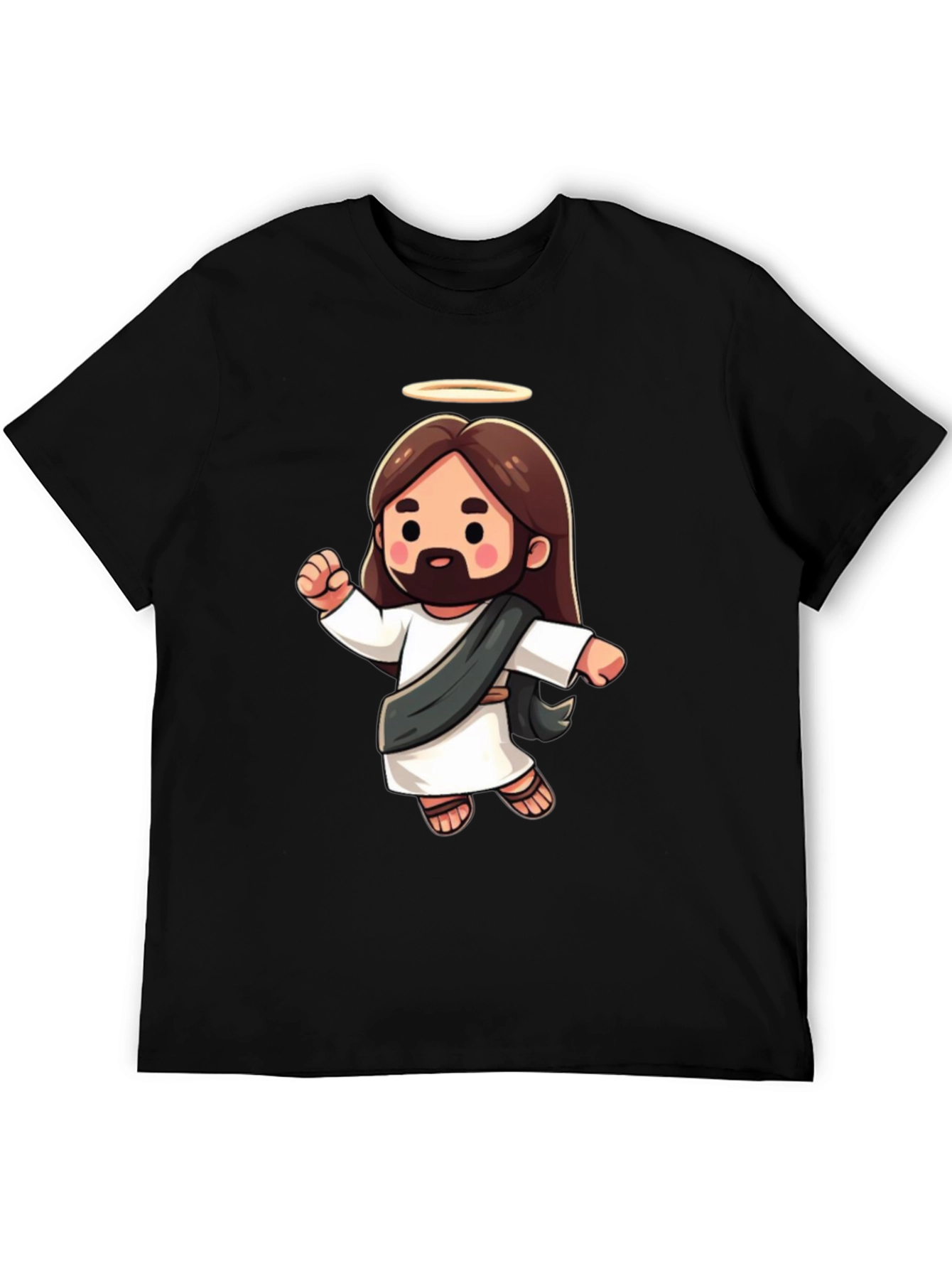 Cartoon Jesus Graphic Tee - Black