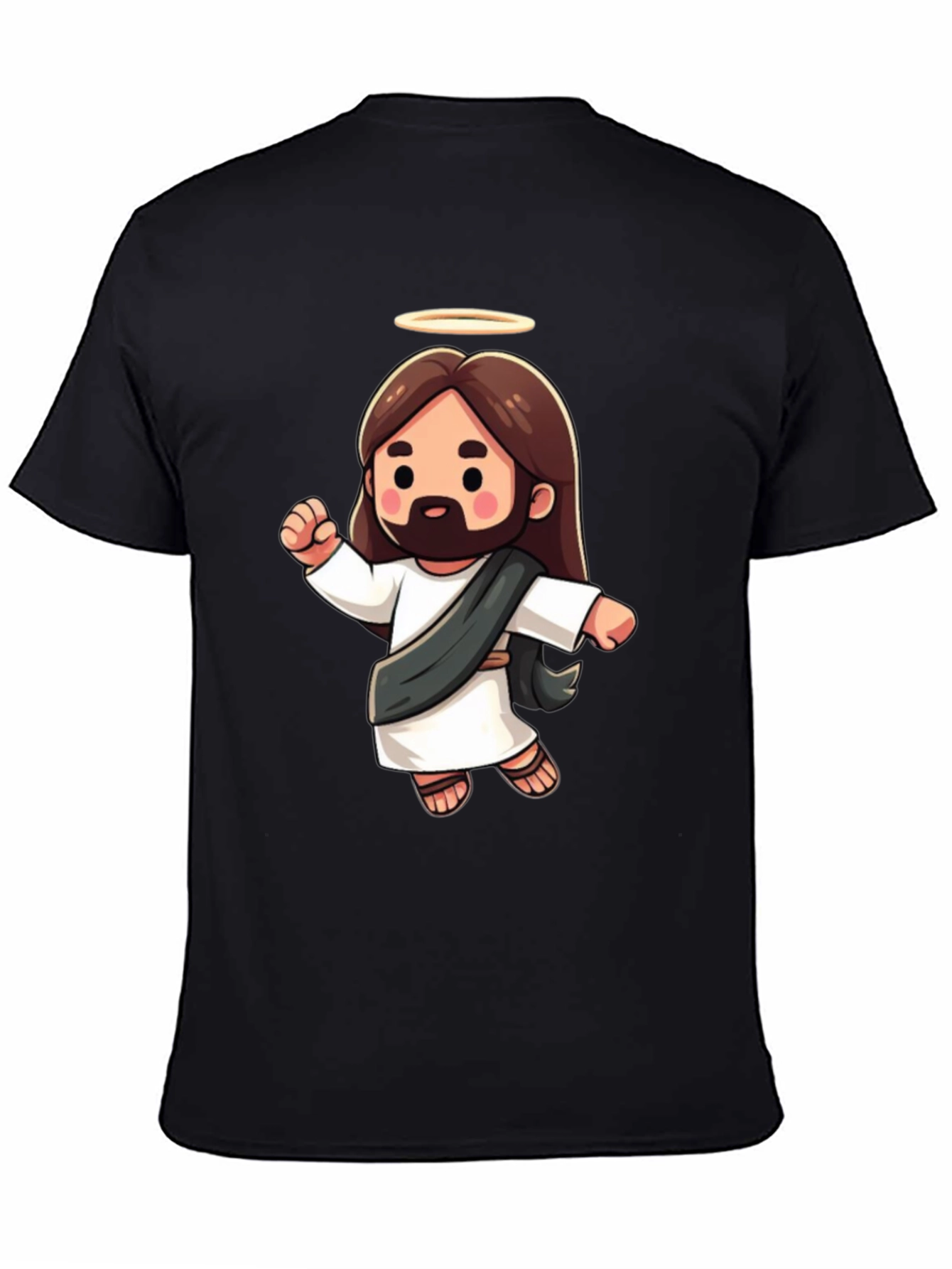 Cartoon Jesus Graphic Tee - Black