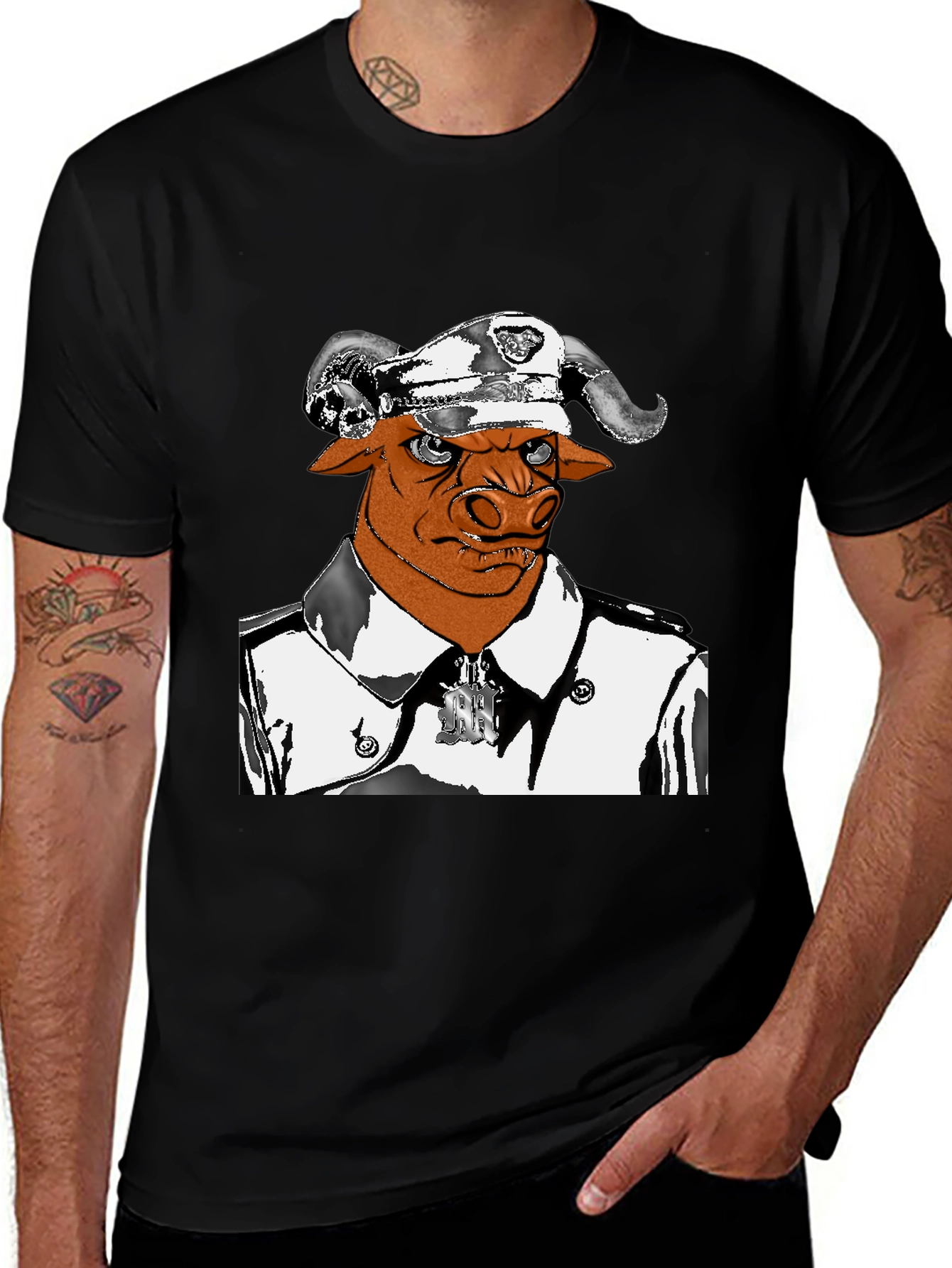 Bull Officer Graphic Tee - Unique Design!